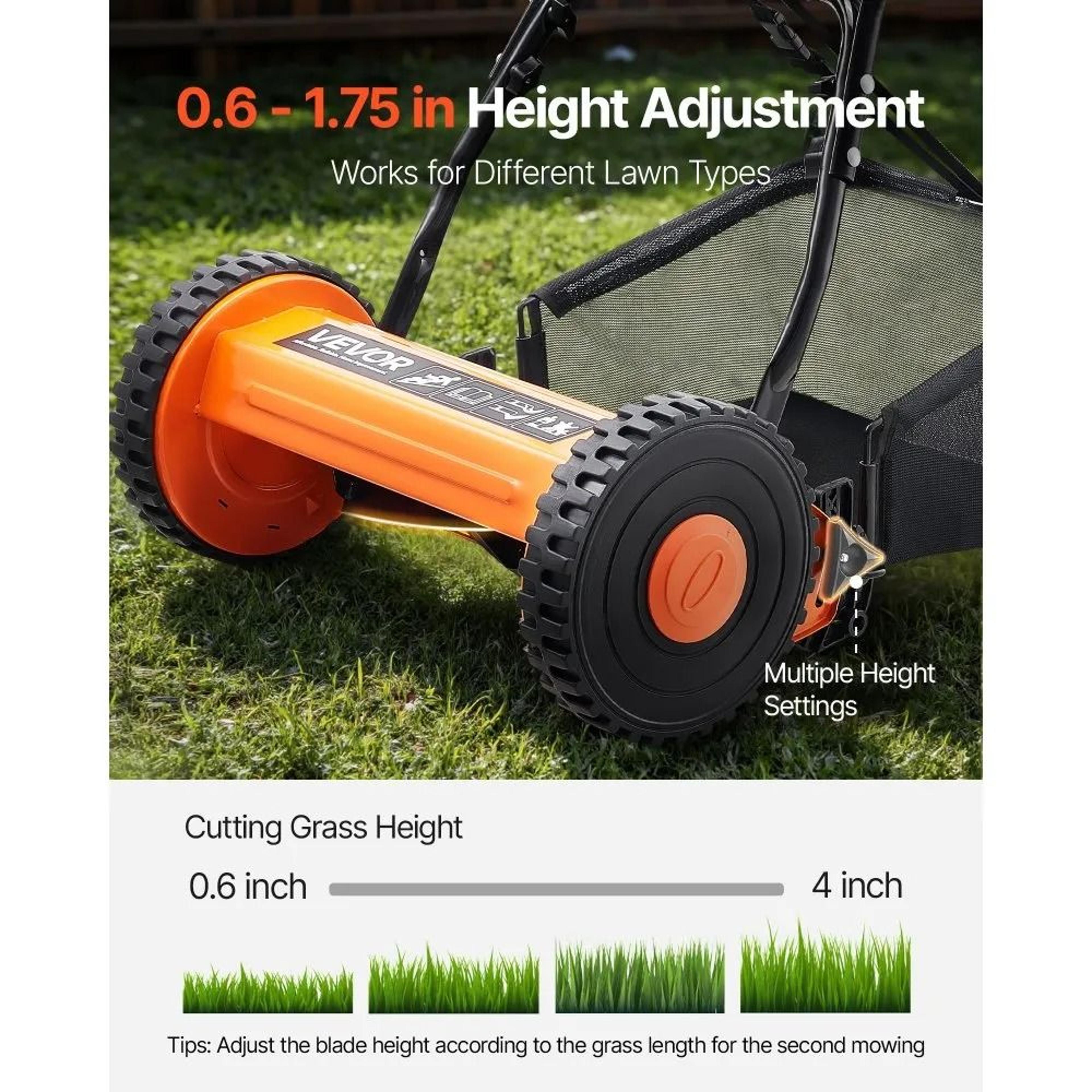 Manual Push Reel Lawn Mower With Grass Catcher 1