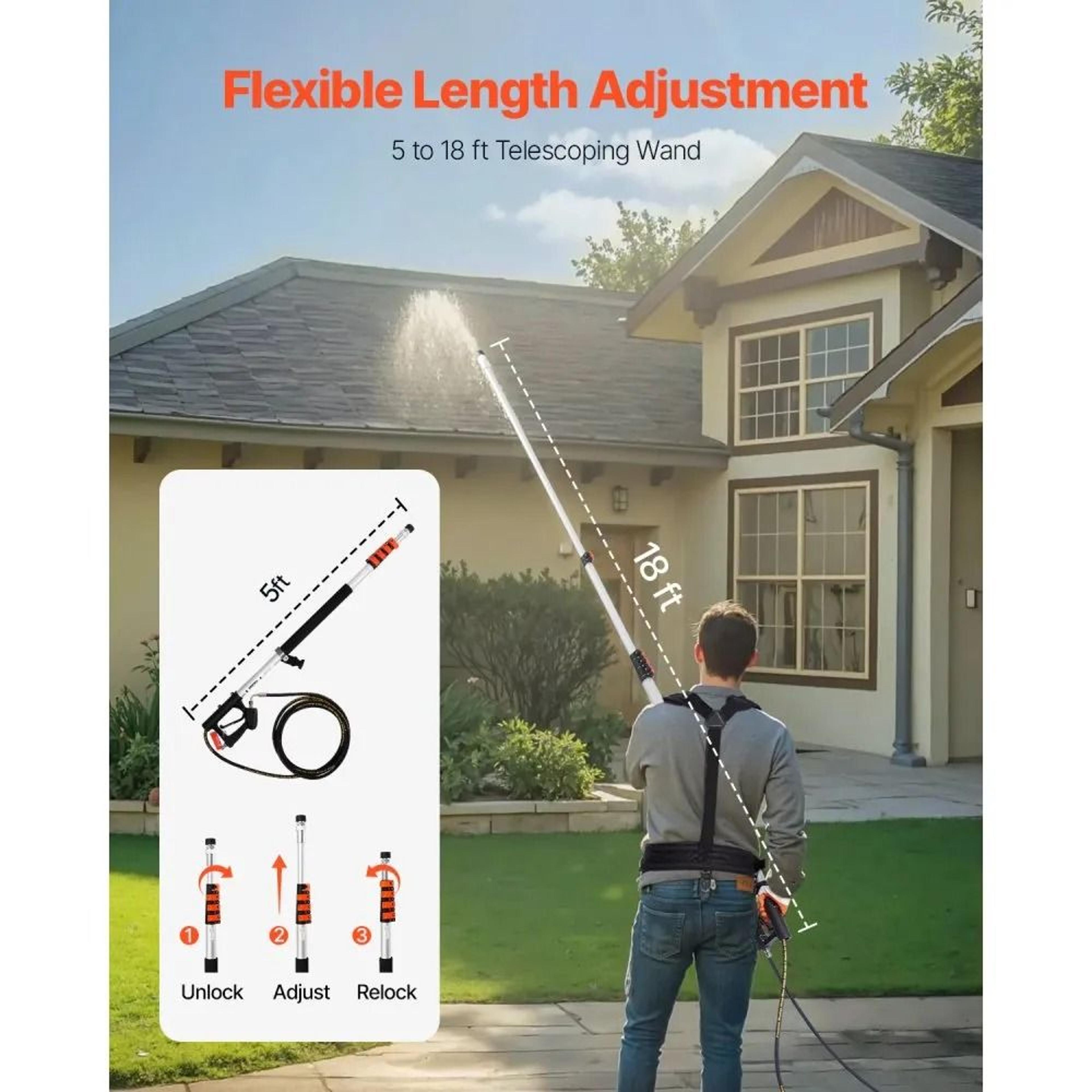 Heavy Duty Telescoping Pressure Washer Wand With Brush Head  Gutter Cleaner 2