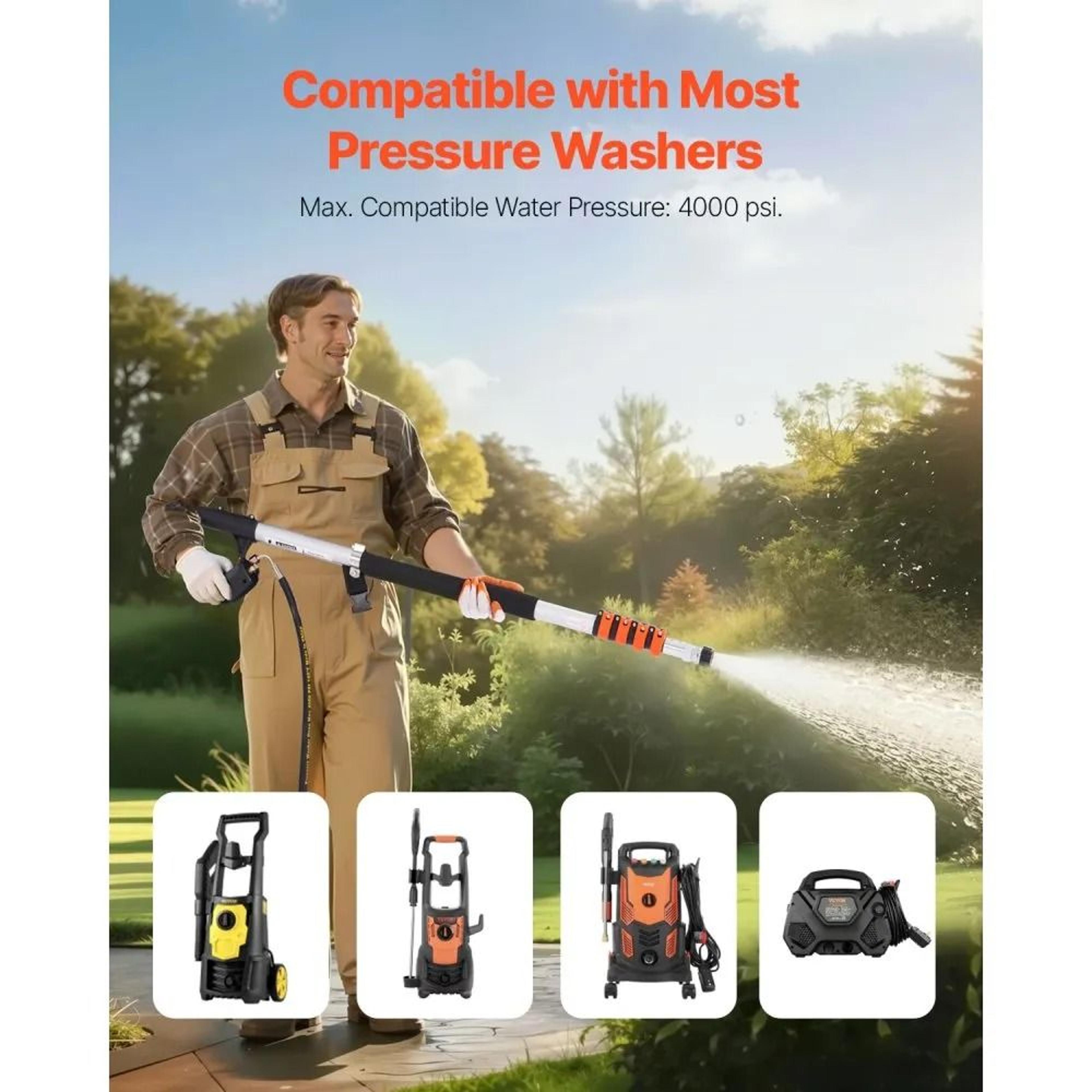 Heavy Duty Telescoping Pressure Washer Wand With Brush Head  Gutter Cleaner 1