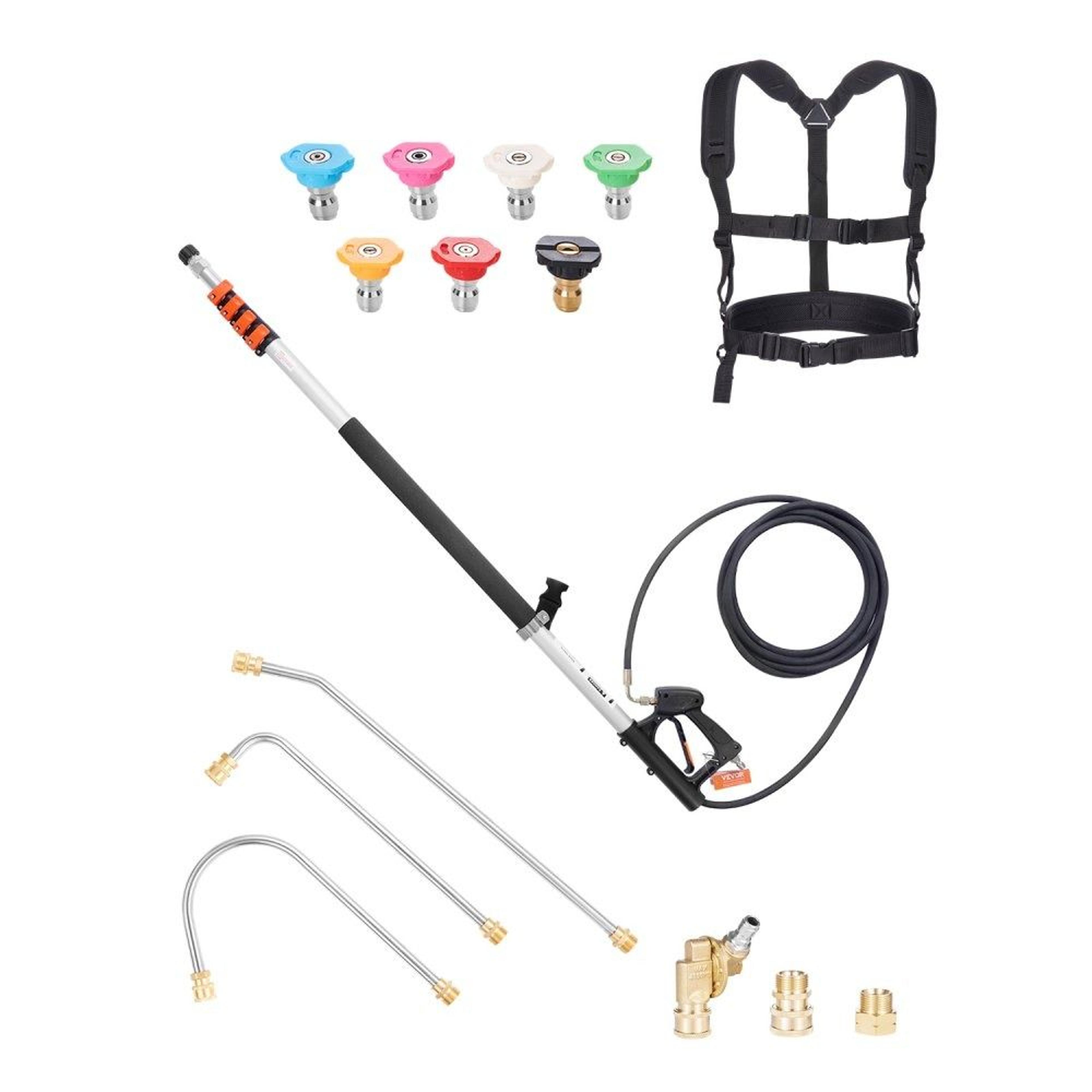 telescopic pressure washer wand with 7 nozzles & gutter cleaner