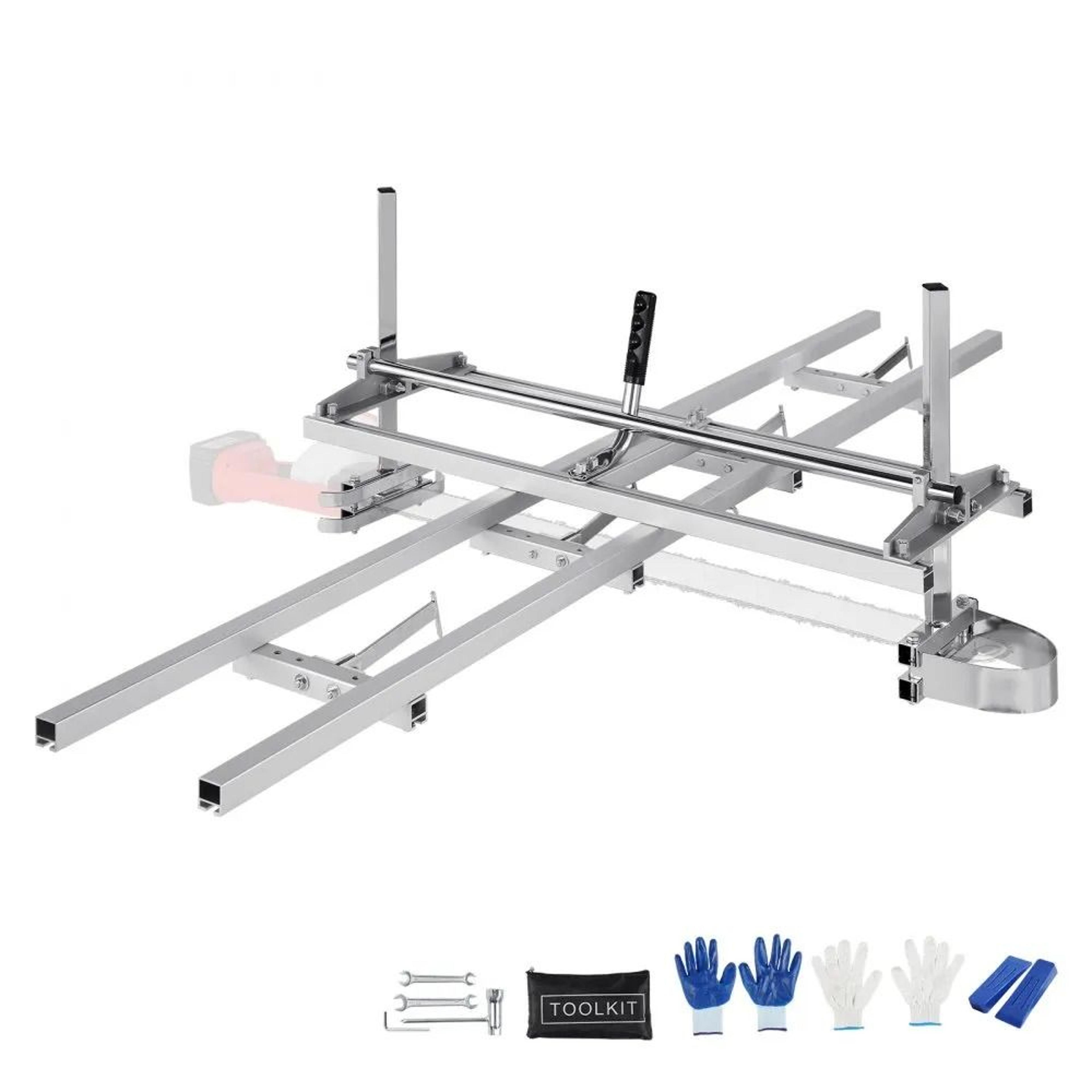 portable chainsaw mill & 9ft rail guide for precision lumber cutting