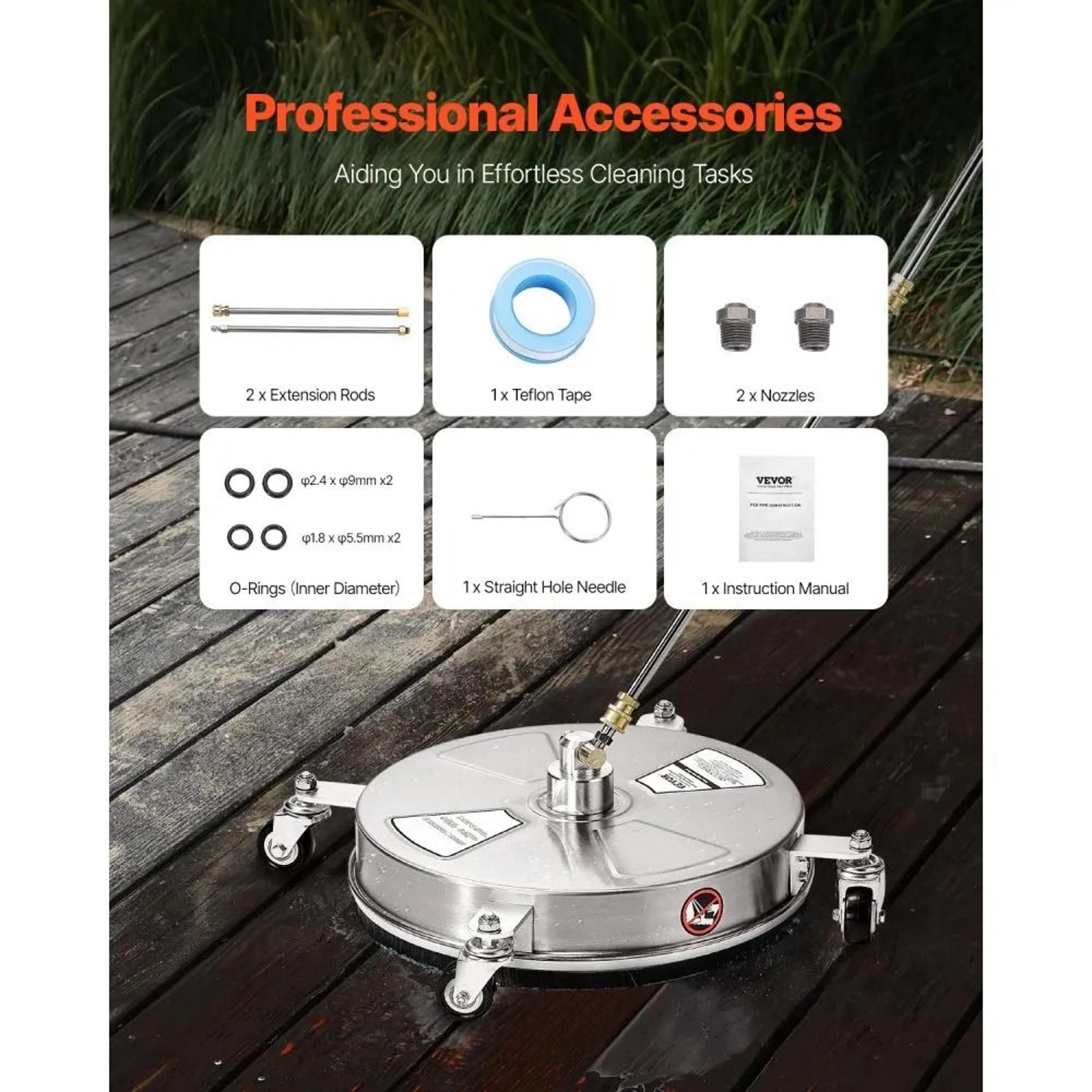 Pressure Washer Surface Cleaner With 4 Wheels  Dual Nozzles For Driveways And Patios 5