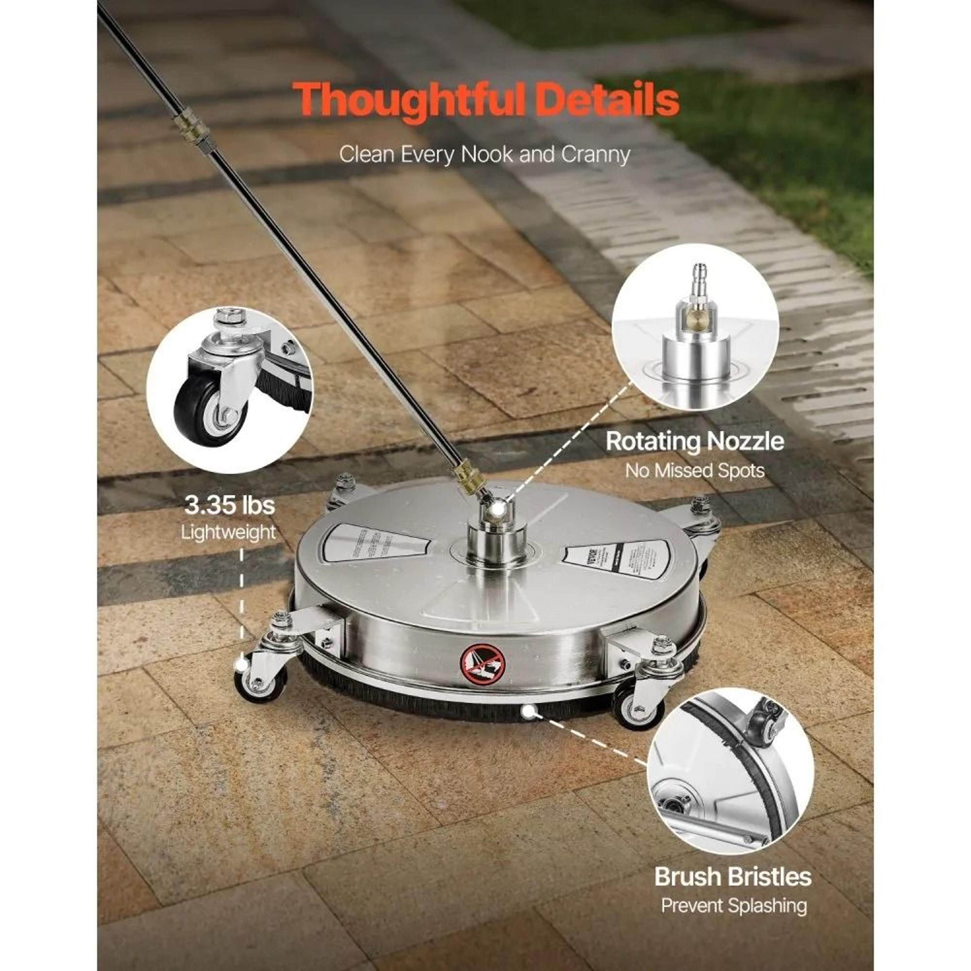 Pressure Washer Surface Cleaner With 4 Wheels  Dual Nozzles For Driveways And Patios 2