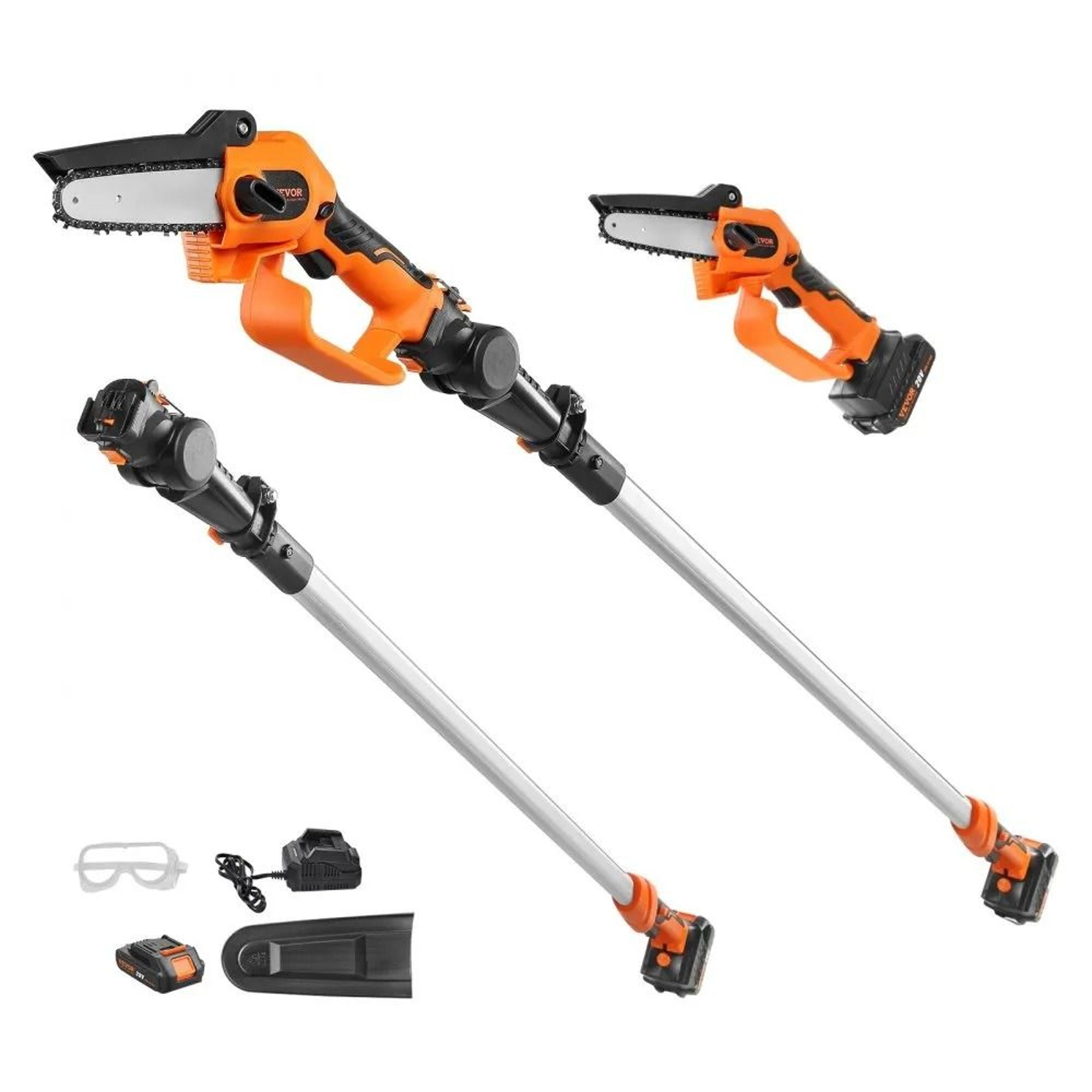 cordless pole saw & mini chainsaw with 8ft reach for tree trimming