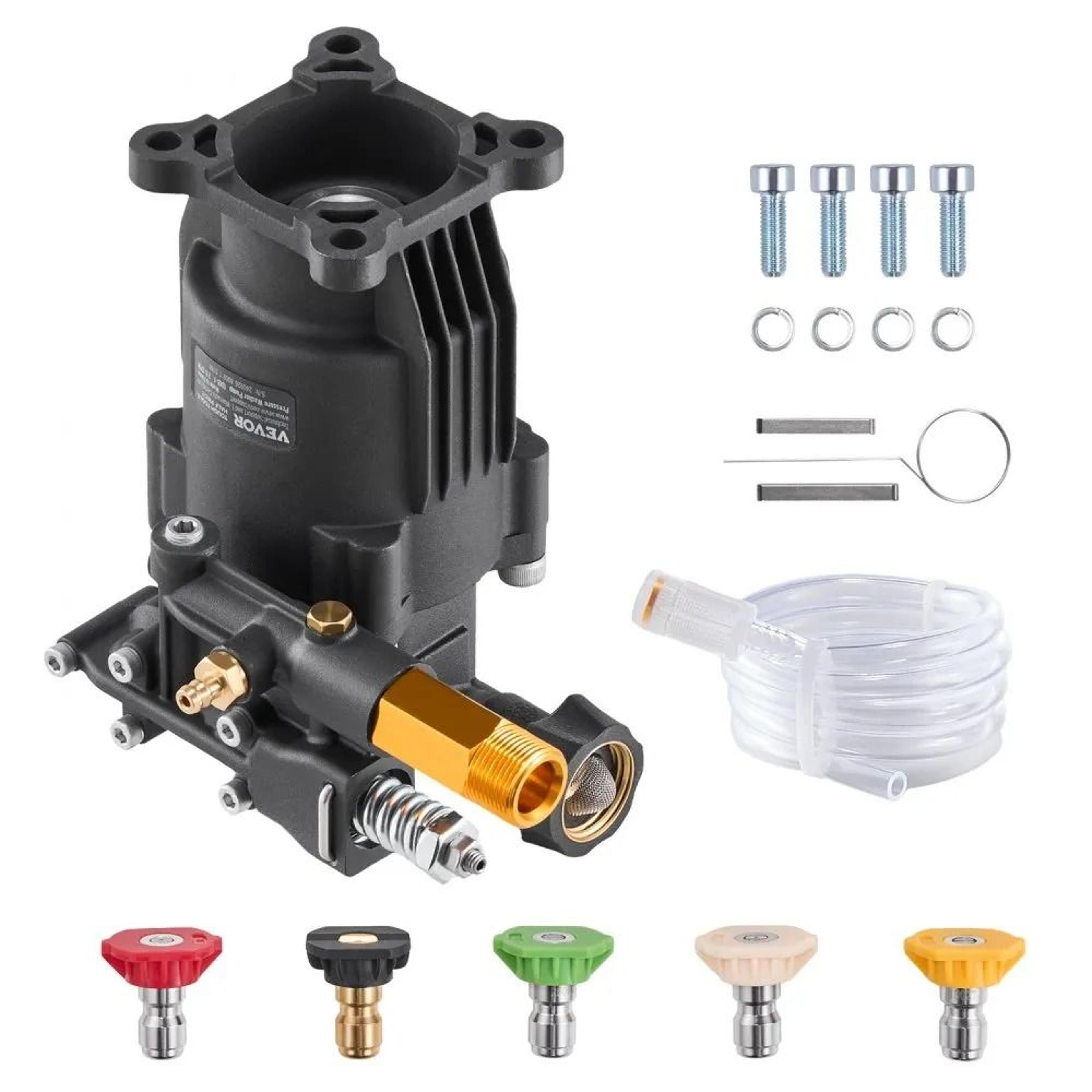 Premium Pressure Washer Pump Kit 3500 PSI 25GPM Replacement With 5 Nozzles 10