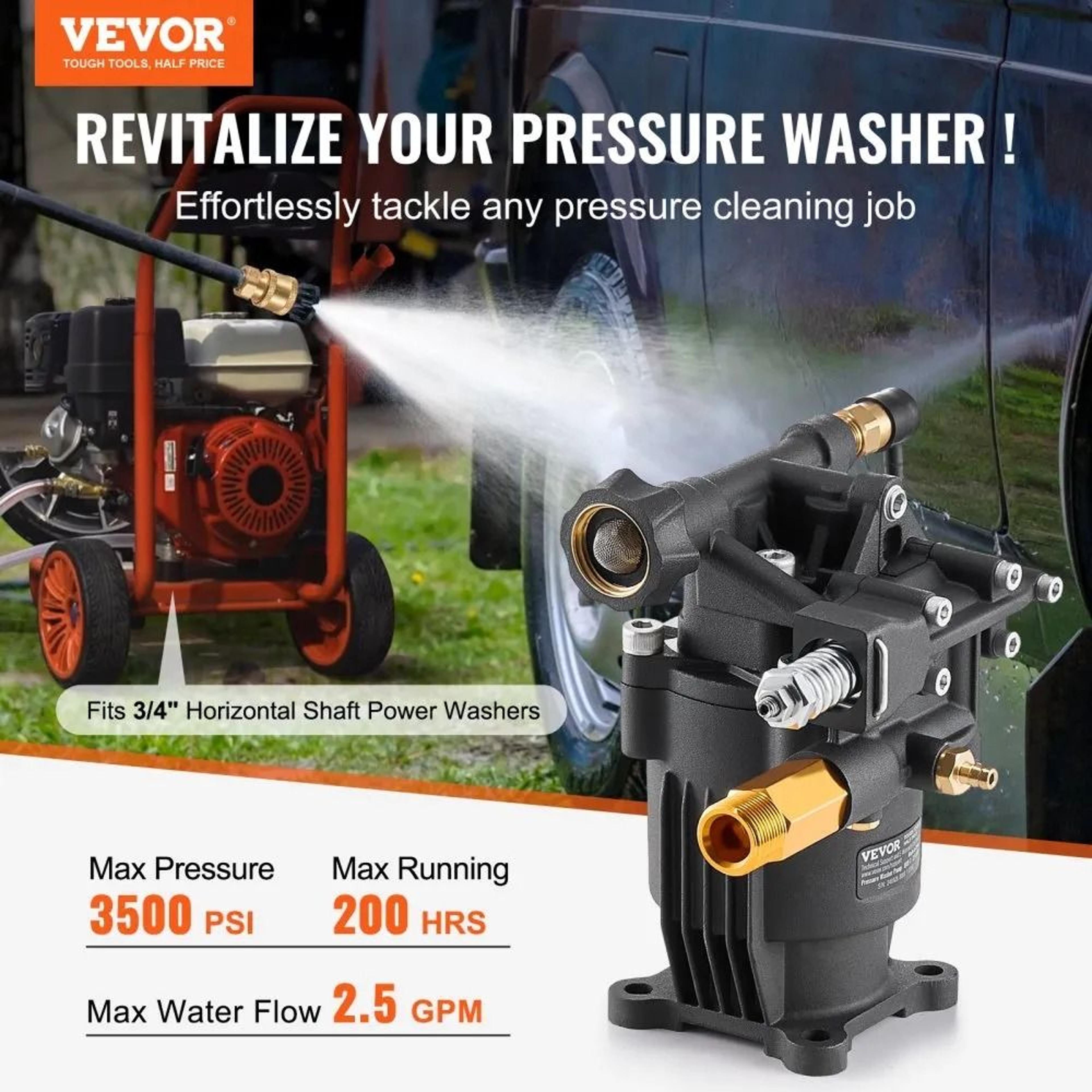 Premium Pressure Washer Pump Kit 3500 PSI 25GPM Replacement With 5 Nozzles 1