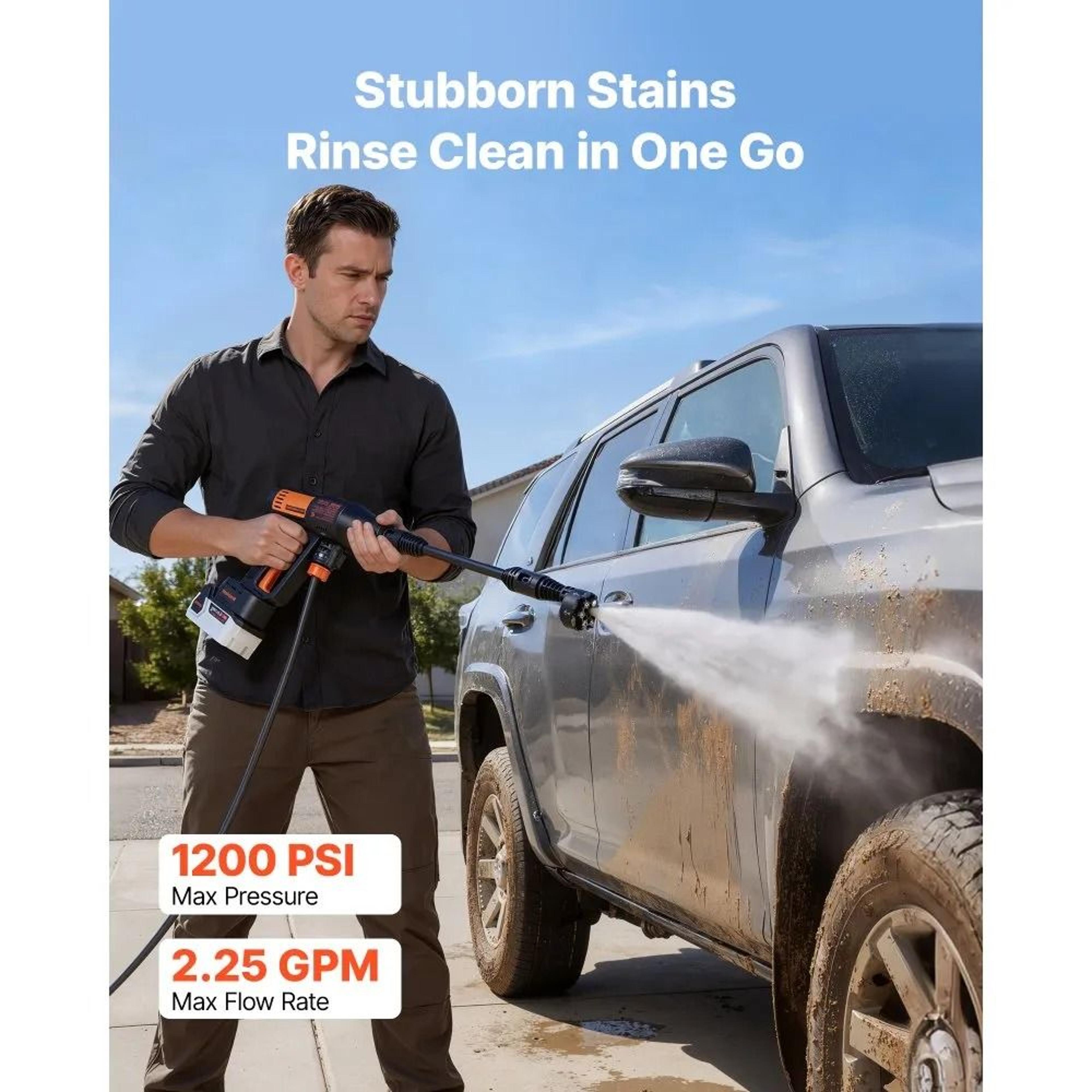 1200PSI Cordless Pressure Washer With Brushless Motor  6in1 Nozzle 1