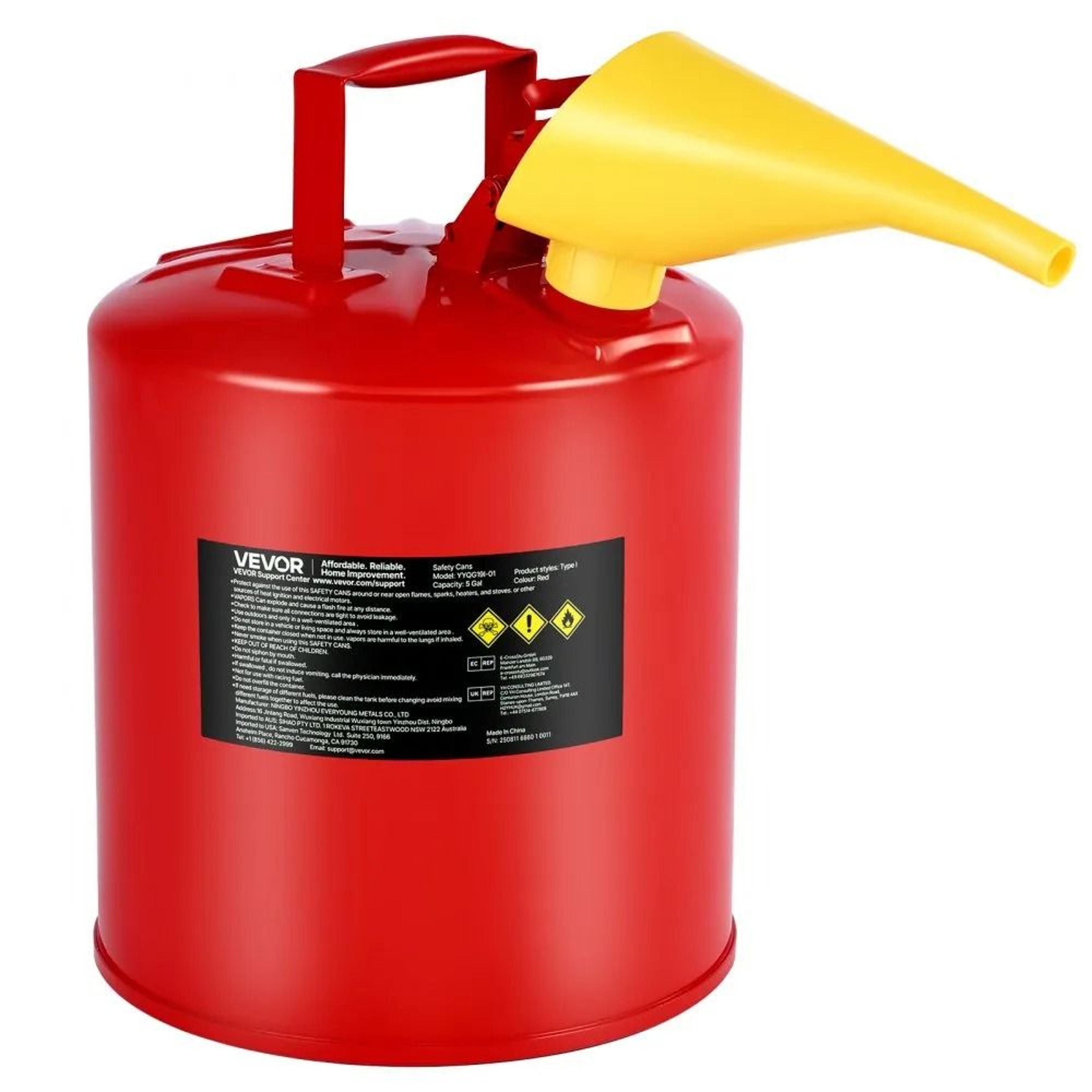 5 gallon safety gas can with flame arrester and leak proof steel fuel storage