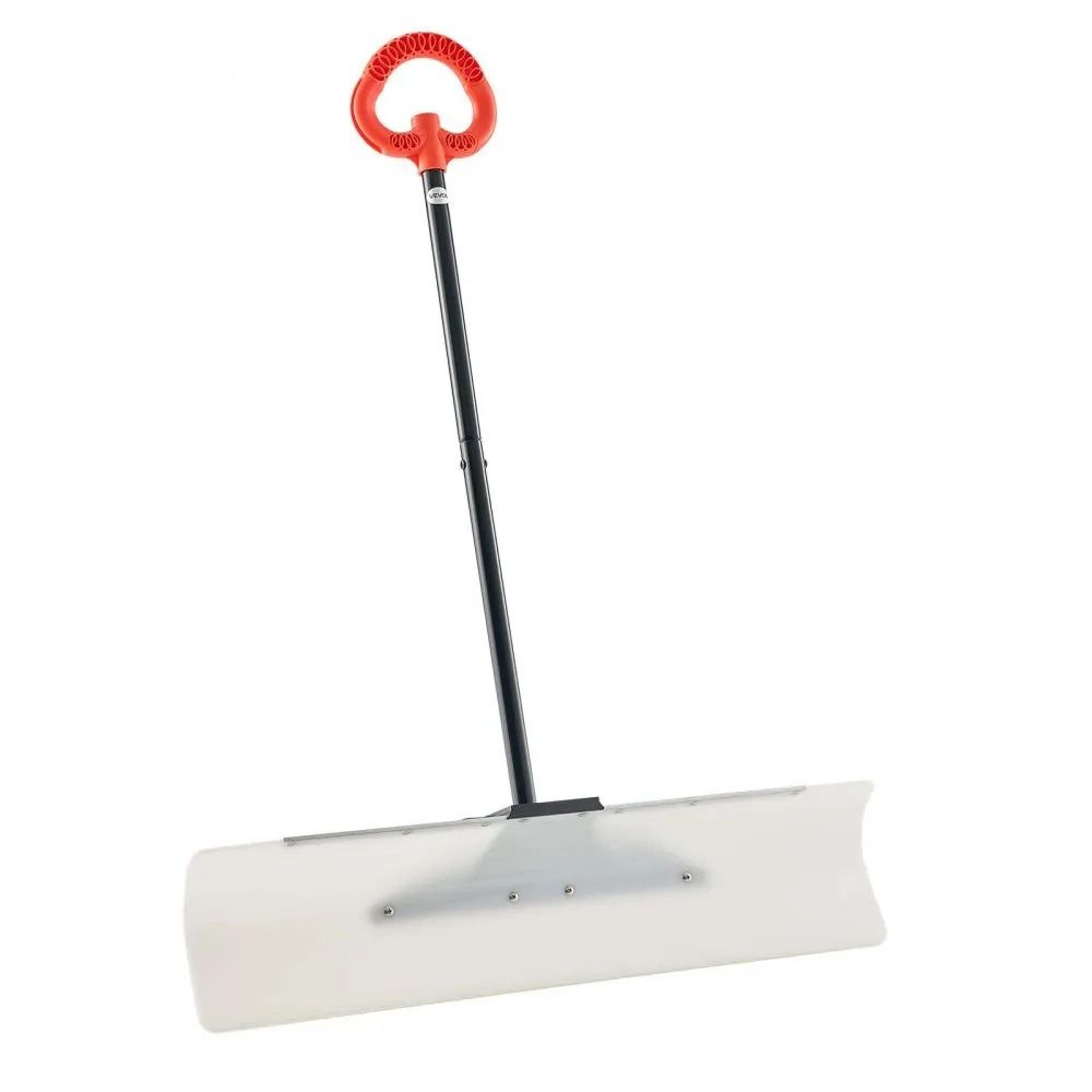 heavy duty snow pusher shovel with ergonomic grip & metal edge for driveways and walkways