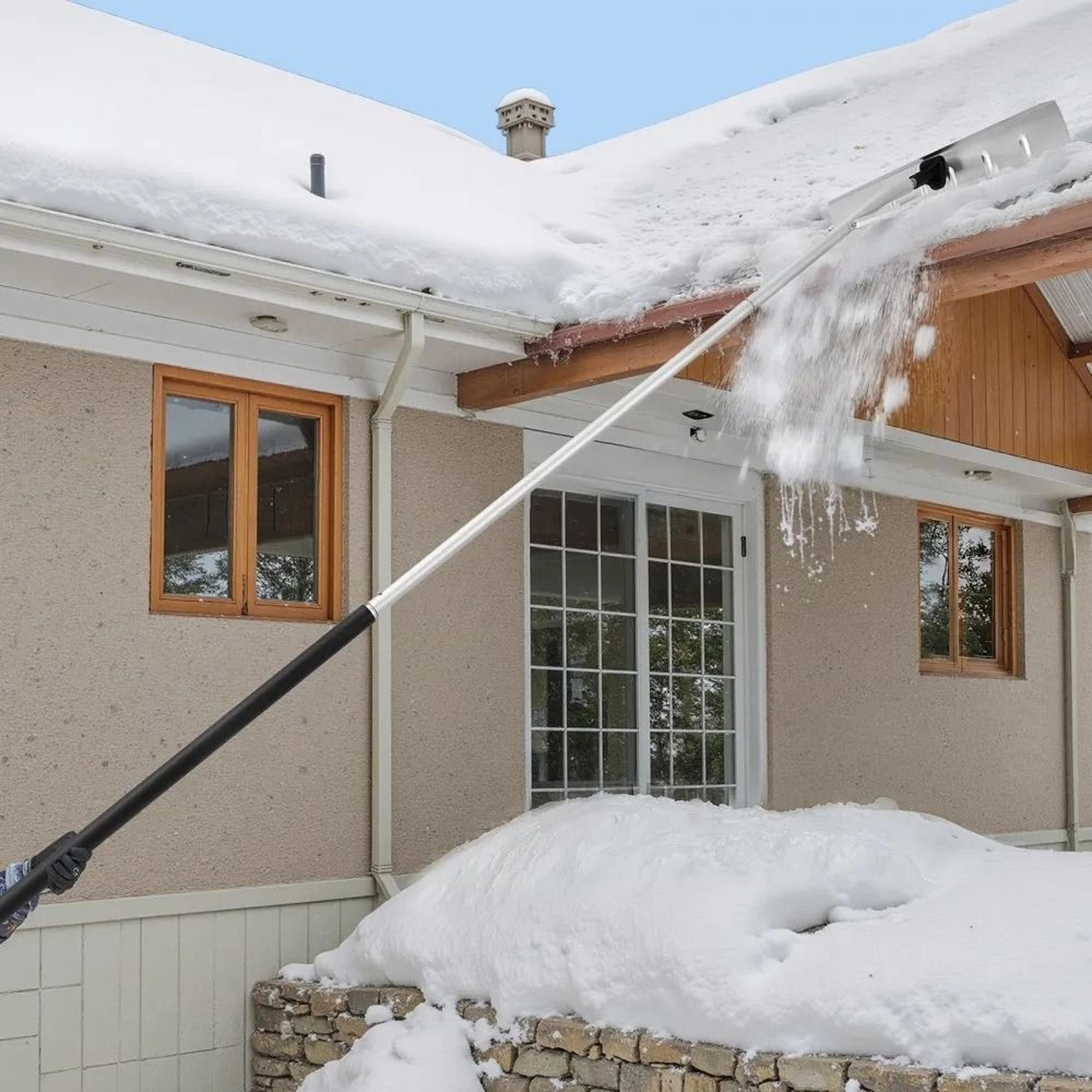 Premium Telescoping Snow Roof Rake With Wheels Adjustable Aluminum Blade 5