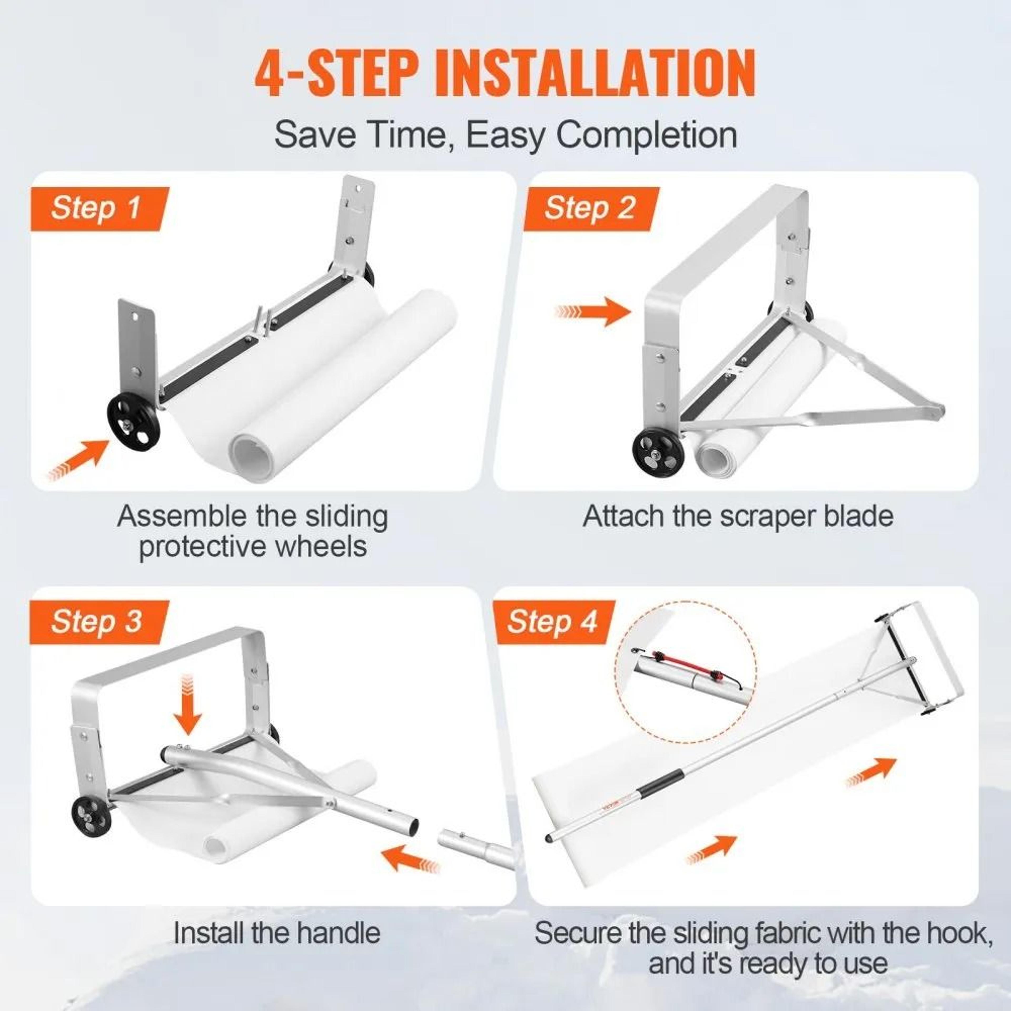 Extendable Snow Roof Rake  Aluminum Roof Snow Removal Tool 30ft Reach 6