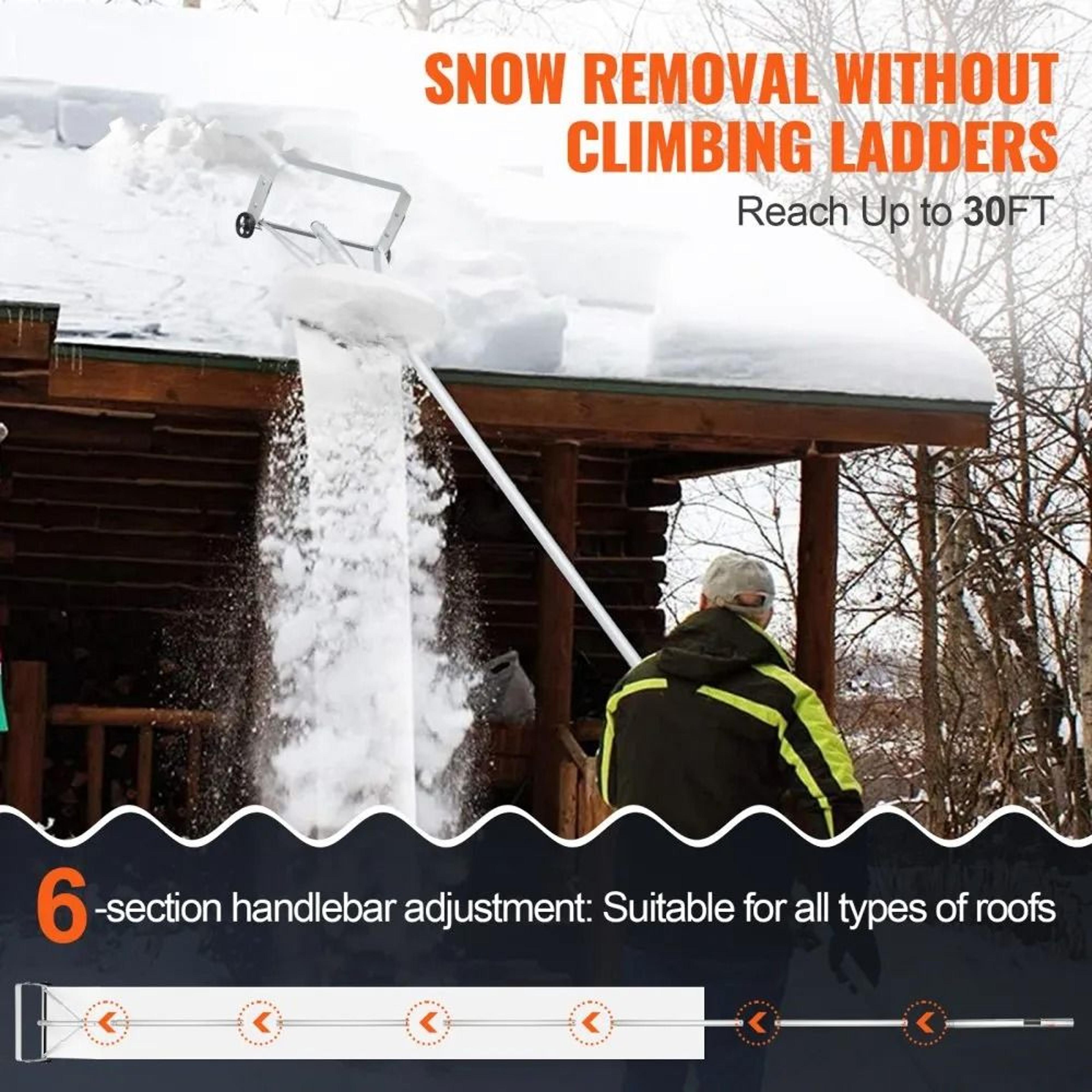 Extendable Snow Roof Rake  Aluminum Roof Snow Removal Tool 30ft Reach 3