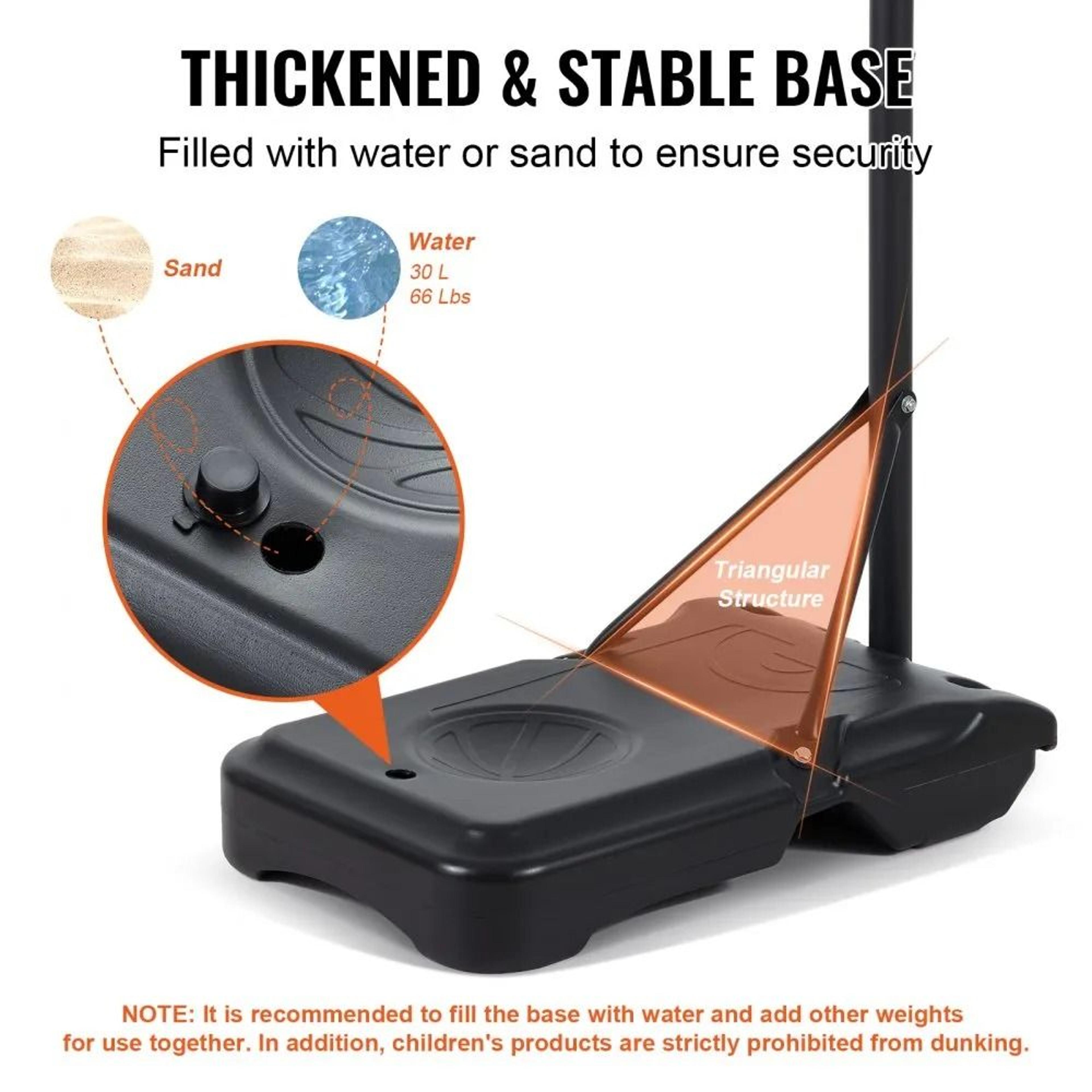 Portable Basketball Hoop 57 FT Adjustable Goal With Wheels  Fillable Base For Kids And Adults 5