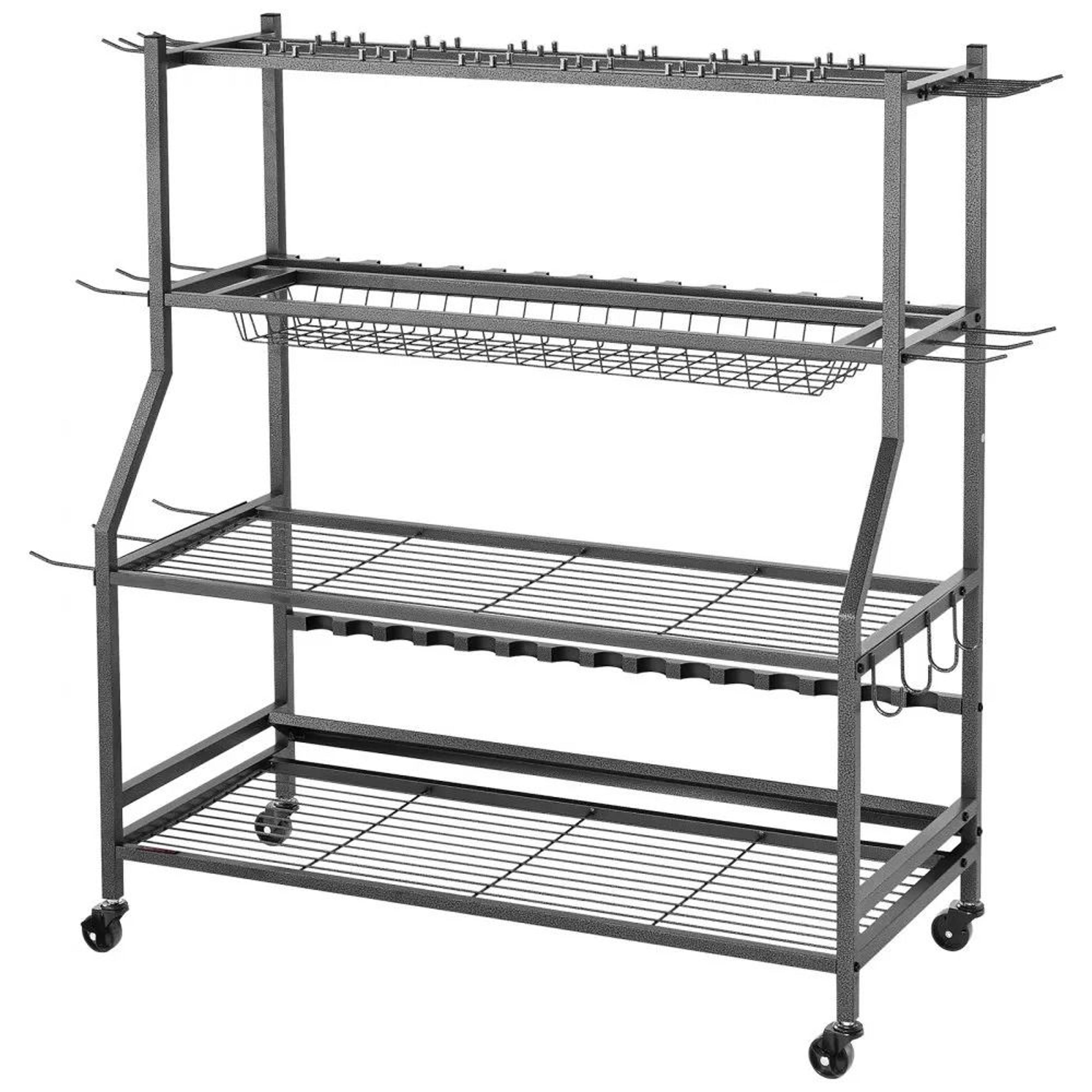15Rod Fishing Rod Holder With Wheels Mobile Fishing Pole Rack Organizer For Garage Storage 7