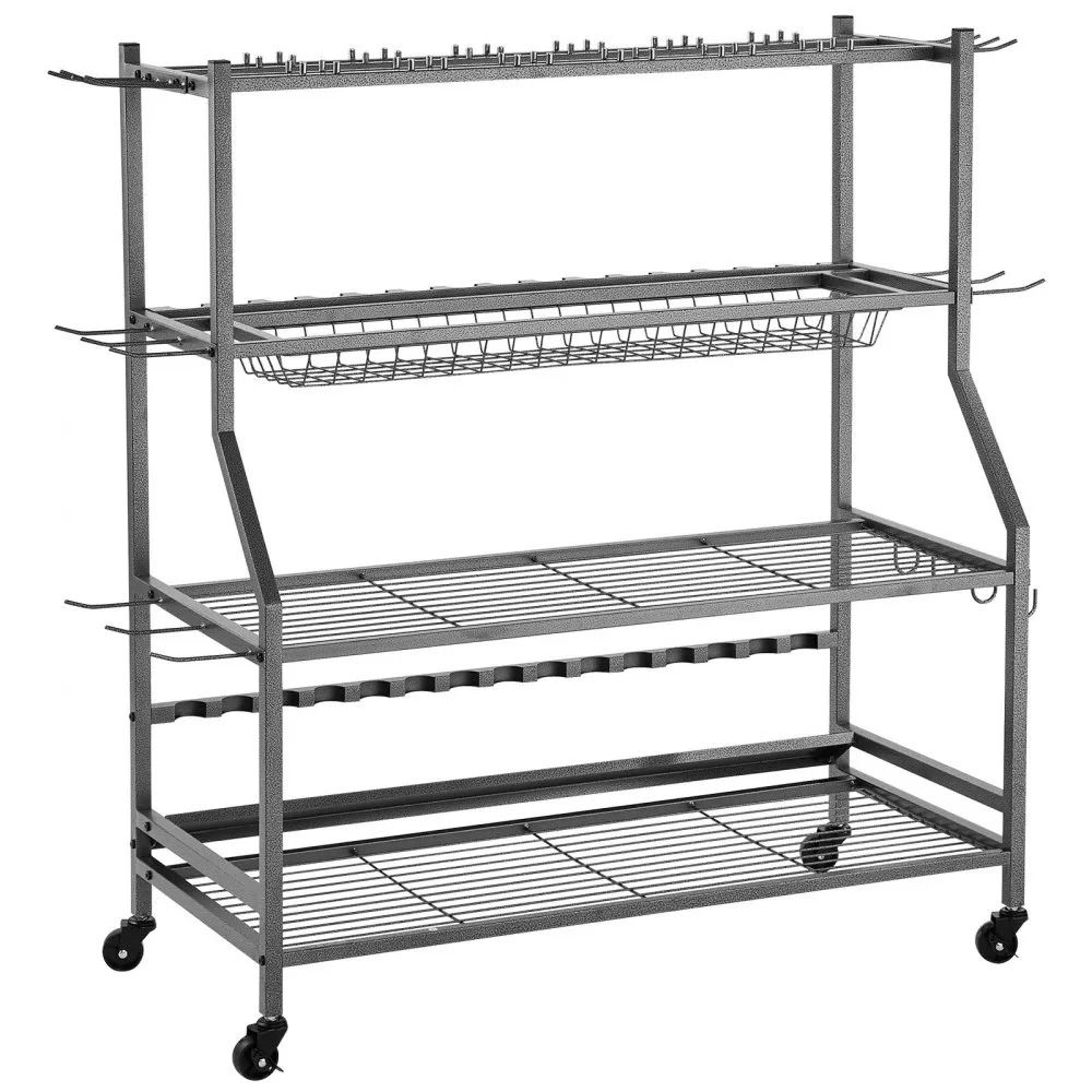 15Rod Fishing Rod Holder With Wheels Mobile Fishing Pole Rack Organizer For Garage Storage 9