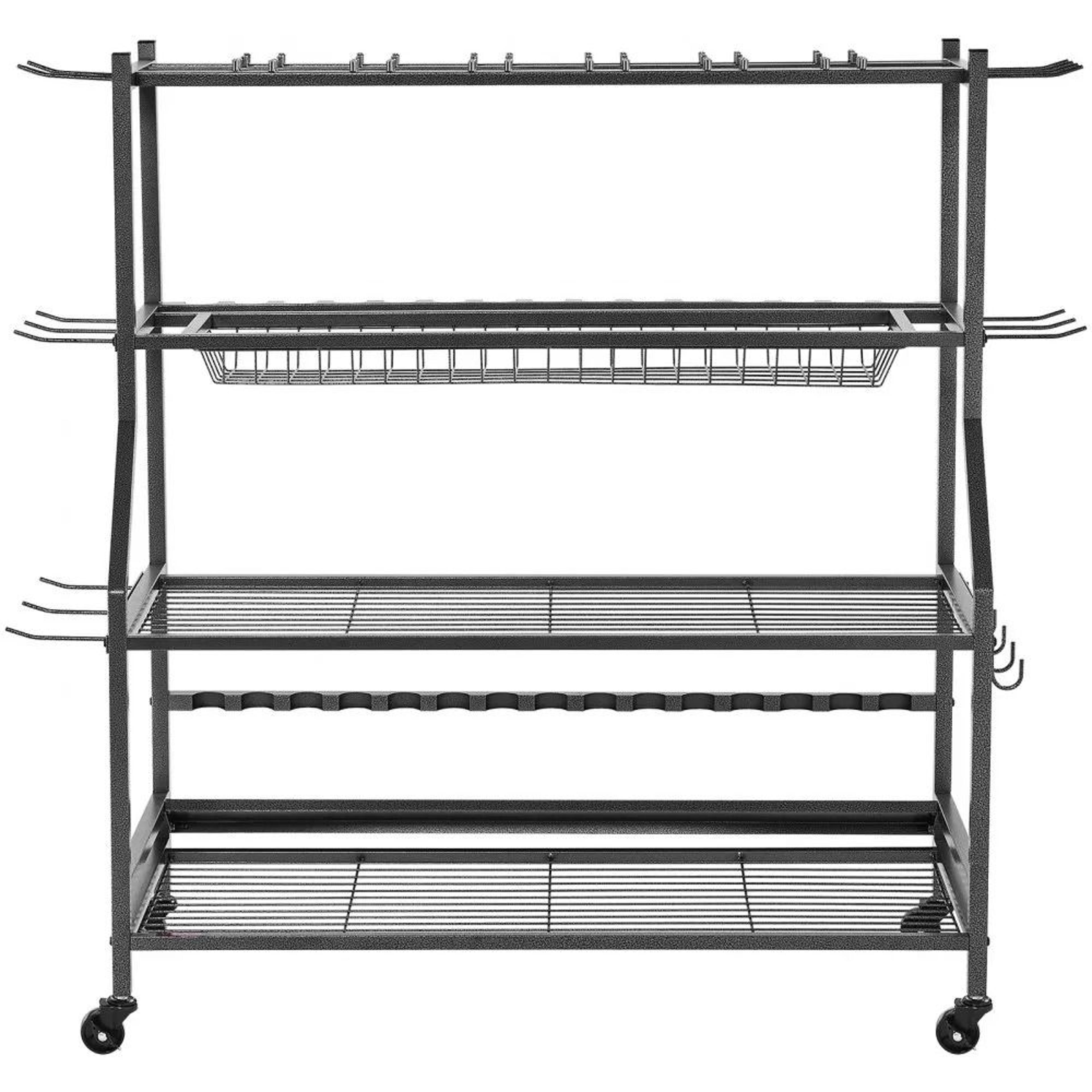 15Rod Fishing Rod Holder With Wheels Mobile Fishing Pole Rack Organizer For Garage Storage 10