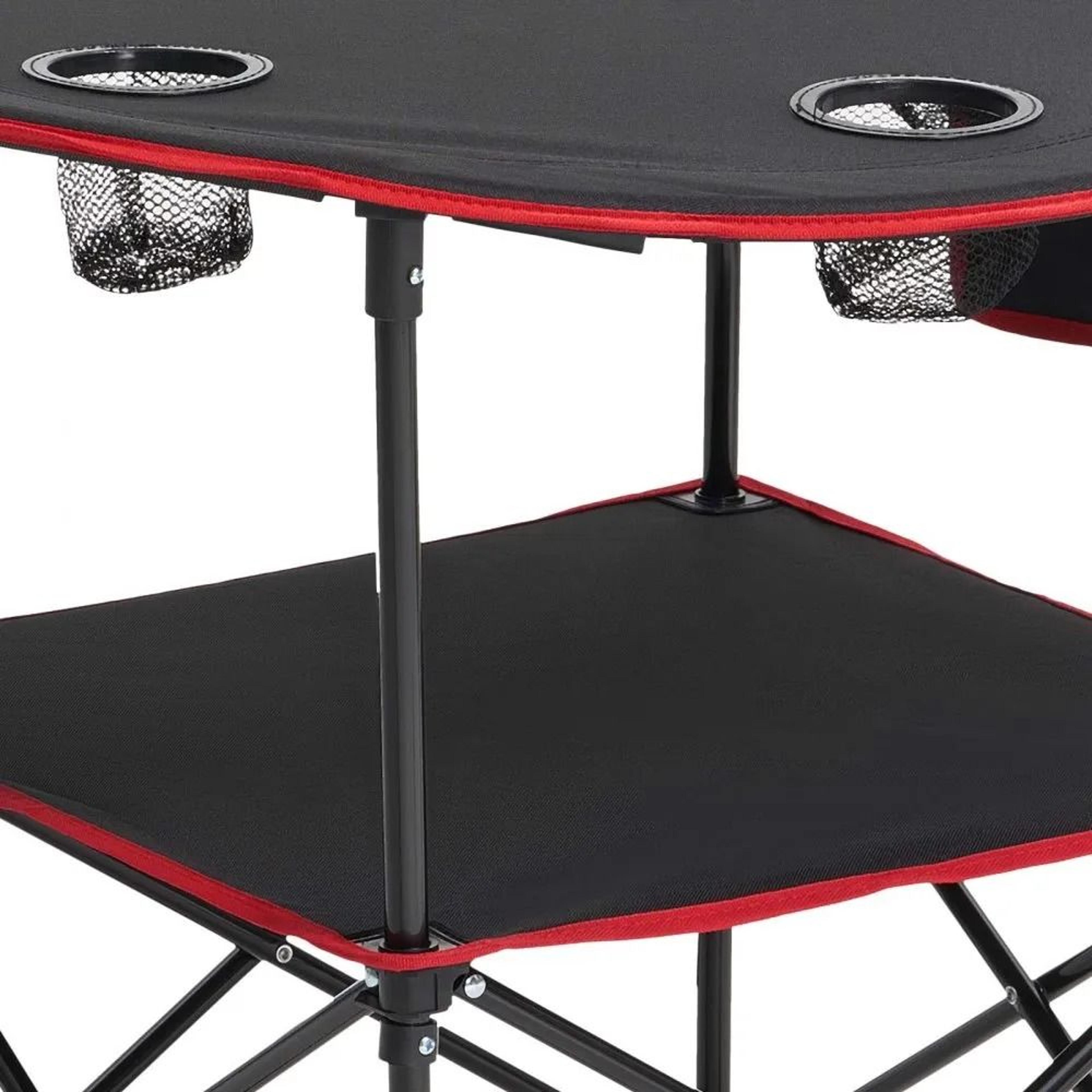 Portable Folding Camping Table With Cup Holders Waterproof Oxford Picnic Table For Beach Tailgating 8