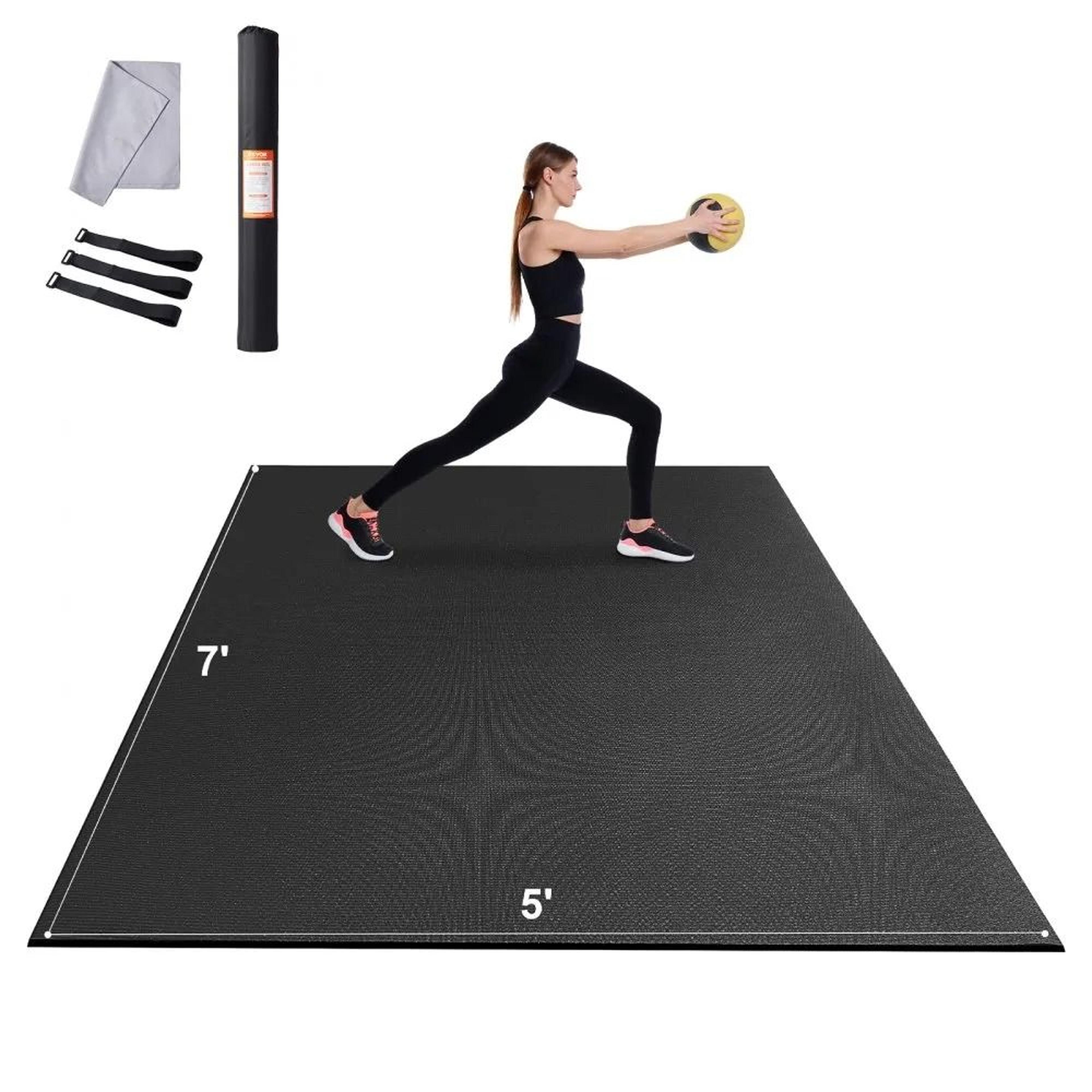 extra large exercise mat 7x5 ft non slip yoga mat for home gym, pilates & floor workouts