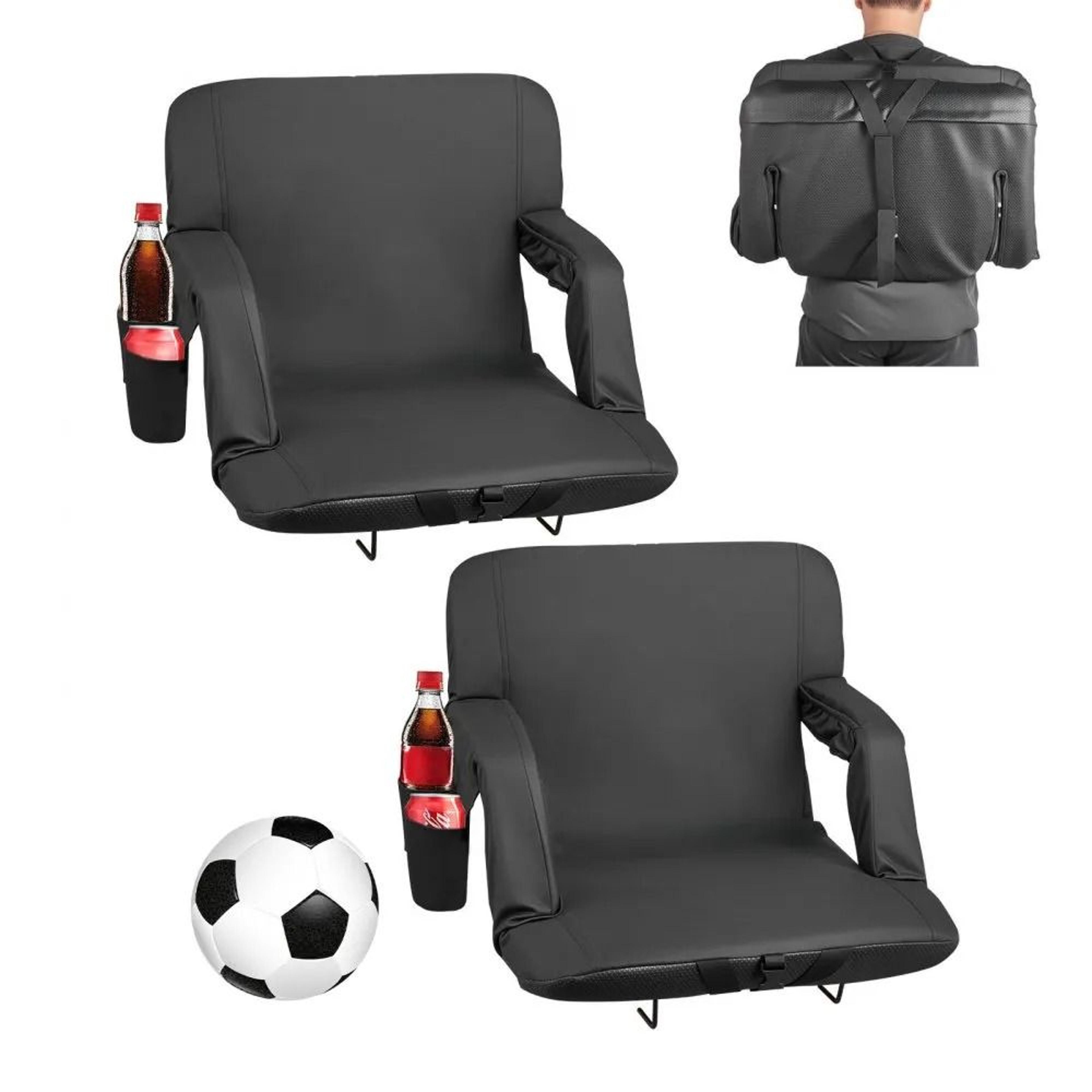 wide stadium seat with armrests & 6 reclining positions for bleachers, sports & outdoor events
