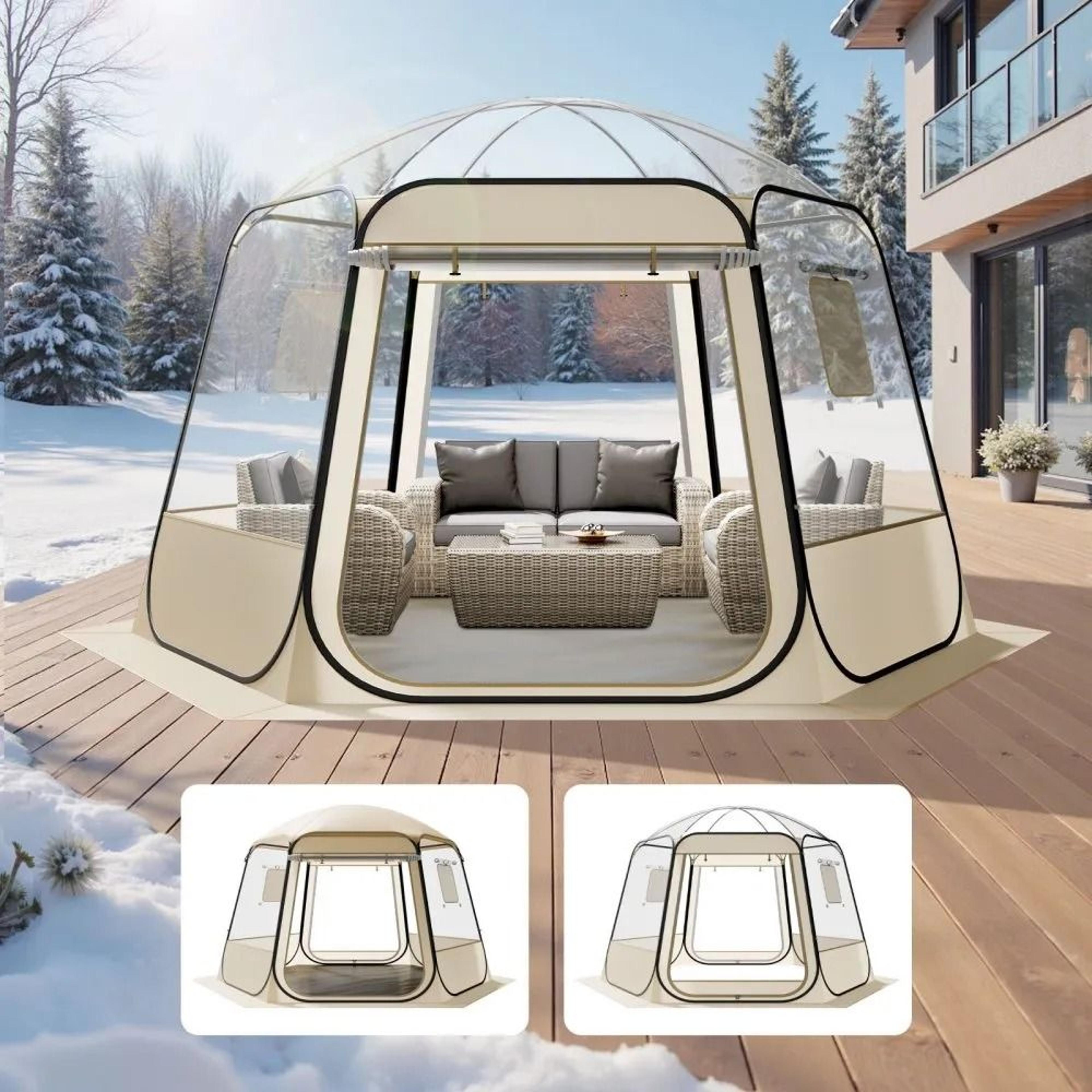 clear bubble dome tent for patio & camping with 540° panoramic view
