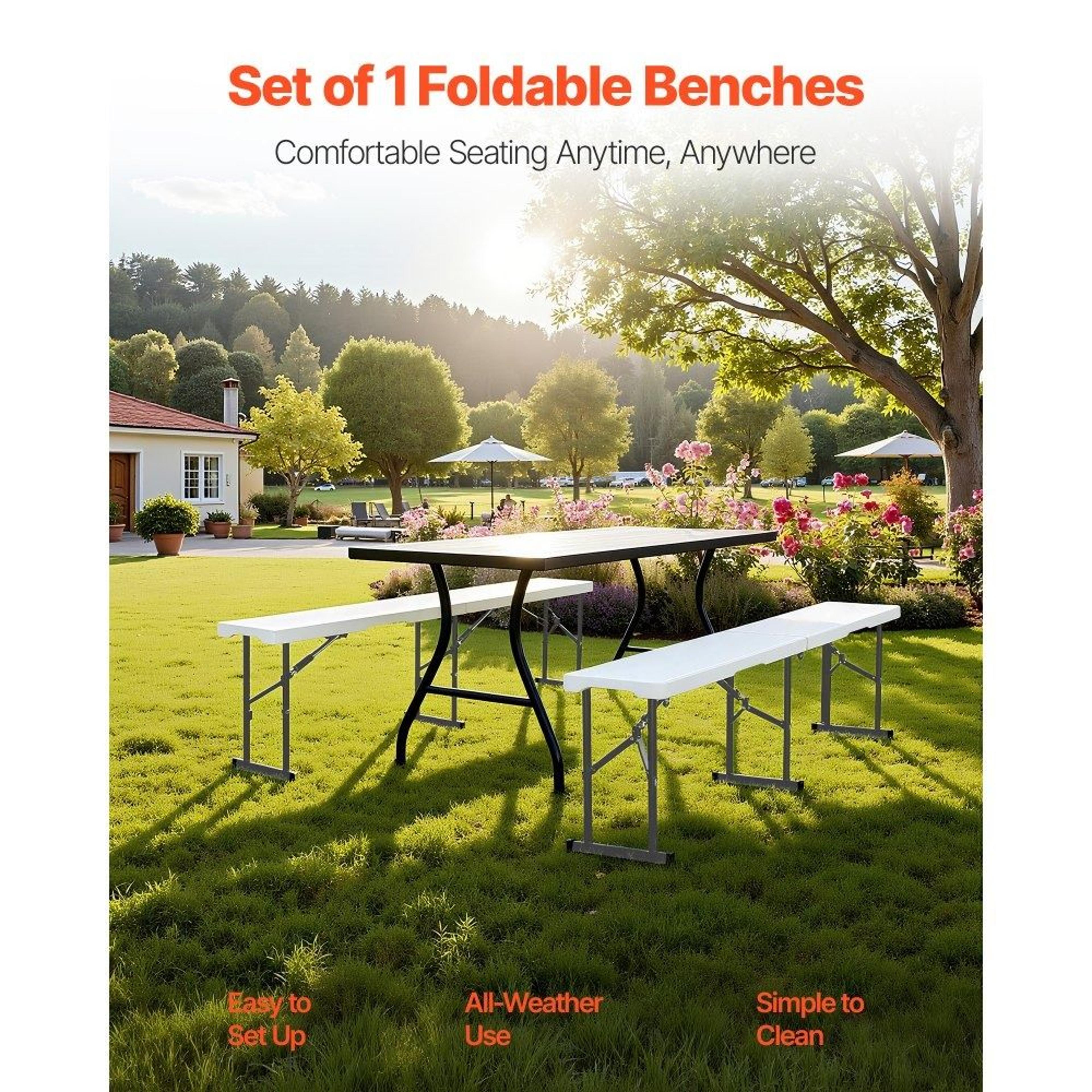 6FT Folding Bench Portable Heavy Duty Indoor Outdoor Seating Bench 1