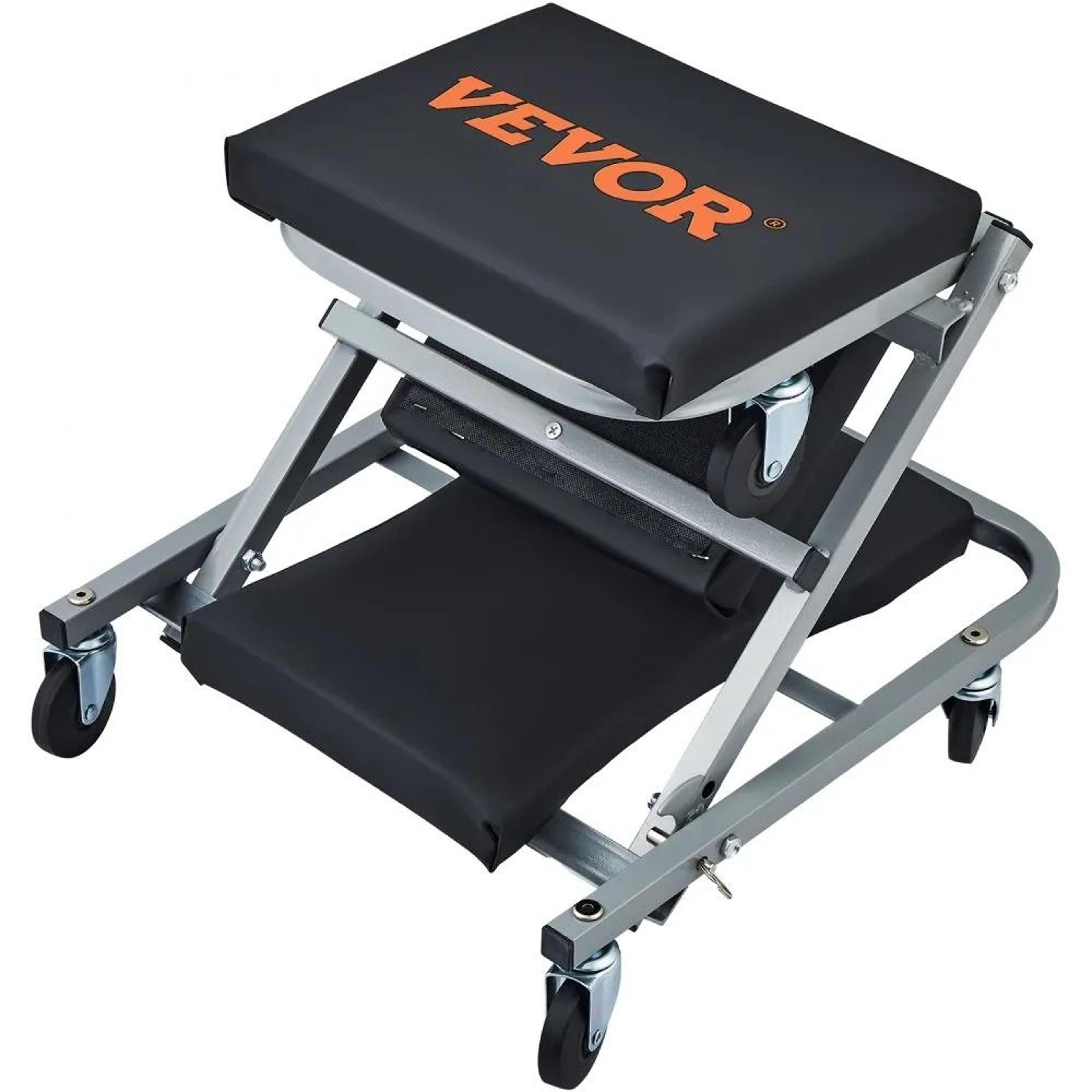 2-in-1 mechanic creeper seat with wheels heavy duty rolling garage stool