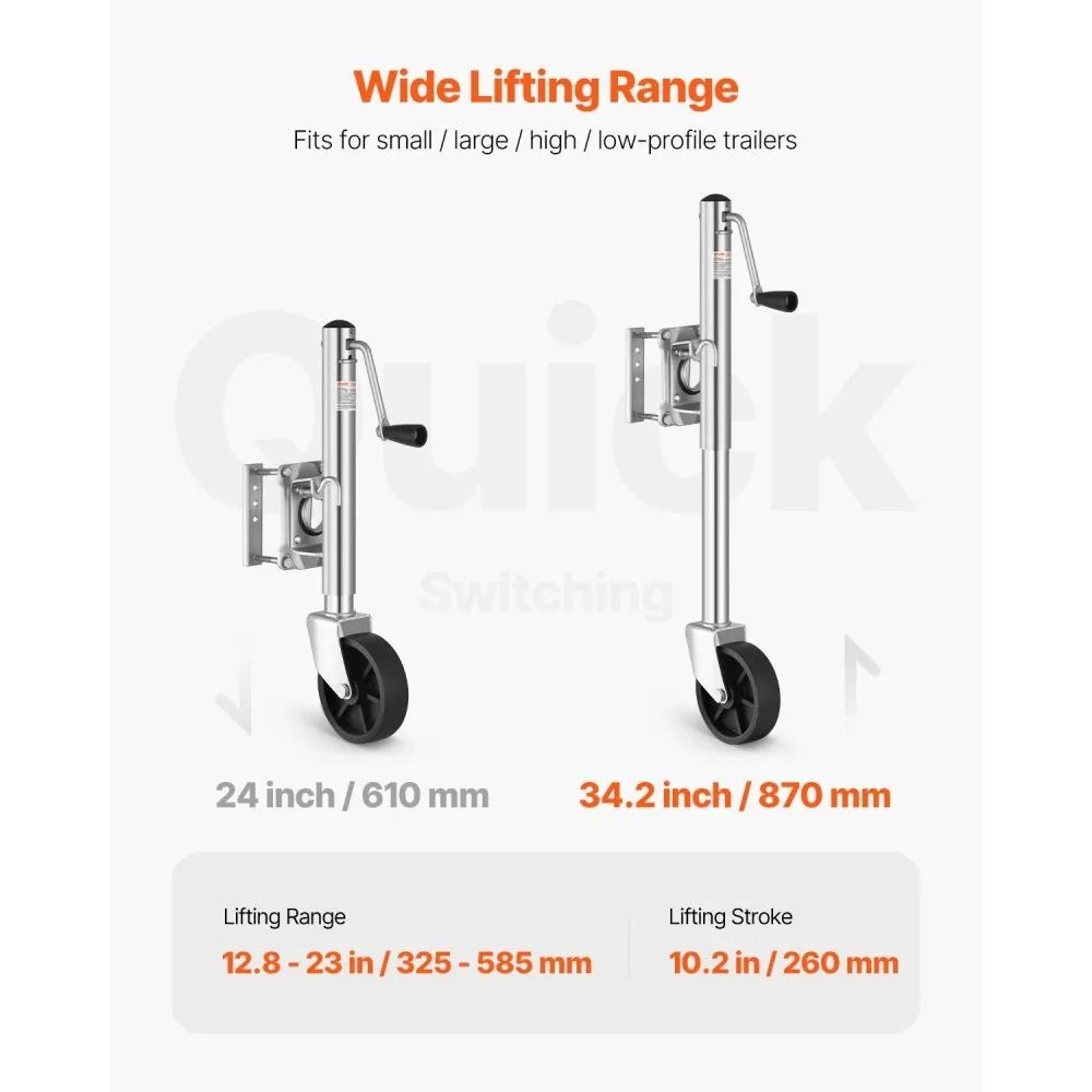 Heavy Duty Trailer Jack With Wheel 1000 Lbs Swivel Boat Trailer Jack For RV  Utility Trailers 5