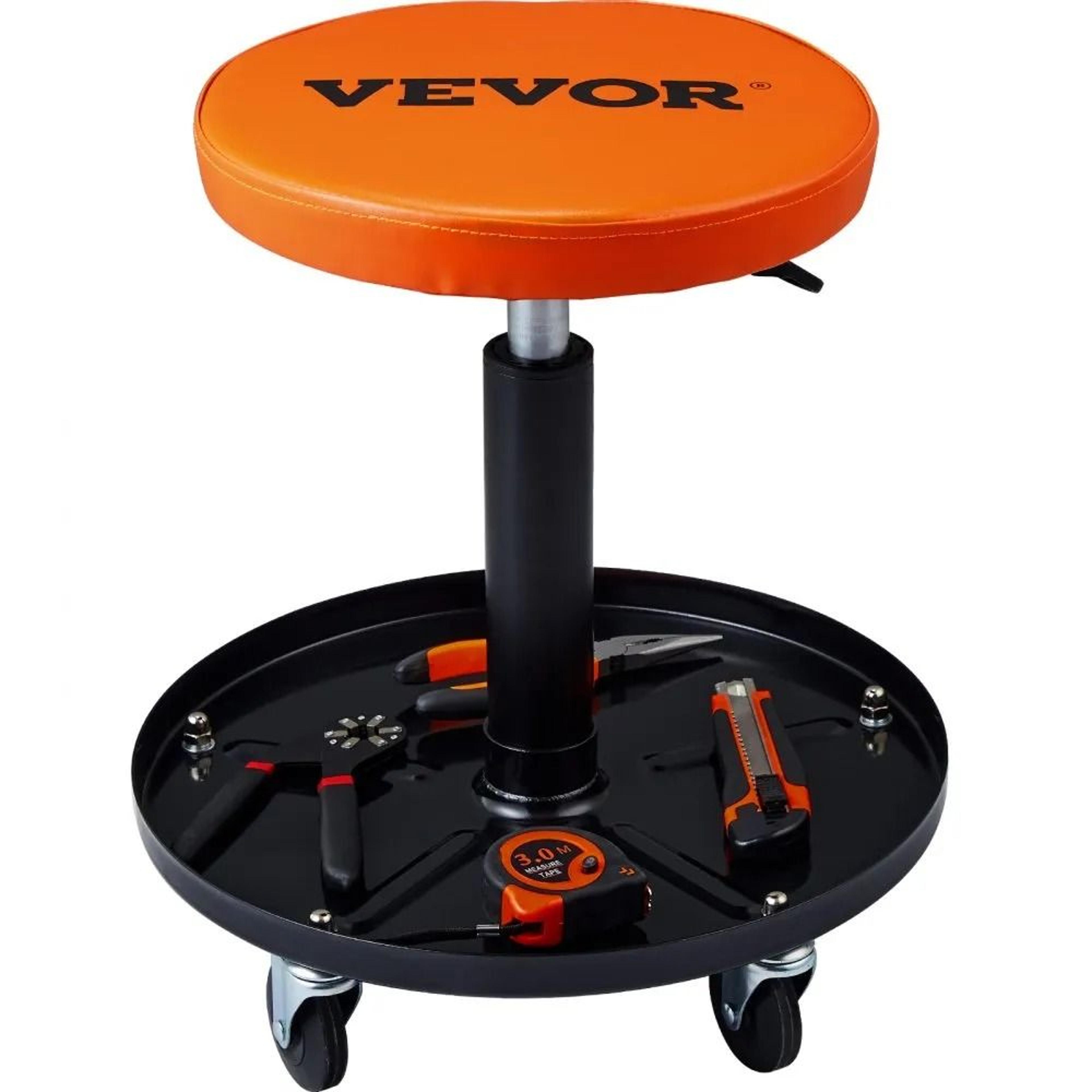adjustable mechanic stool with tool tray & wheels heavy duty rolling garage seat for auto repair