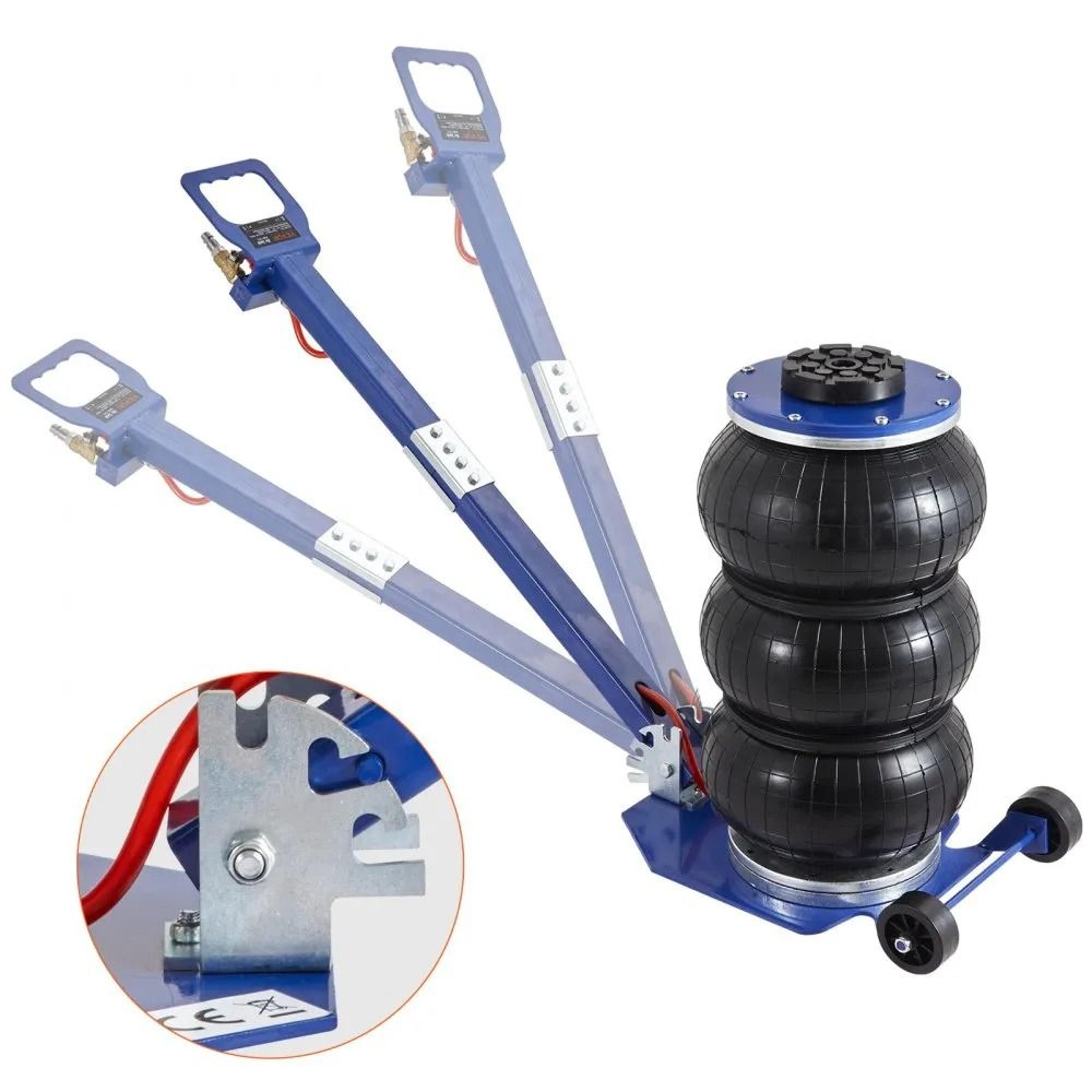 pneumatic air jack with triple bag lift & adjustable handle