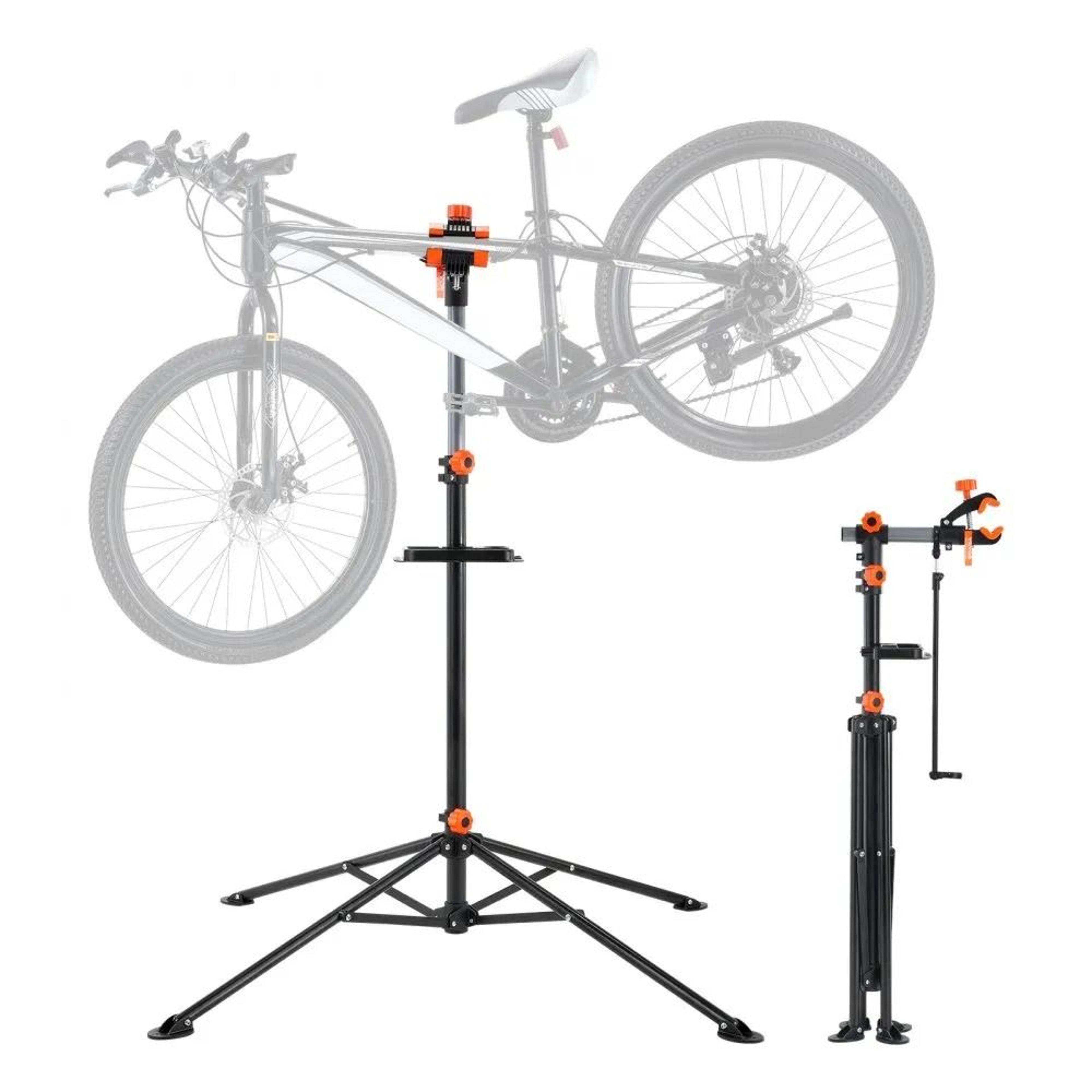 heavy duty bike repair stand with adjustable height & magnetic tool tray