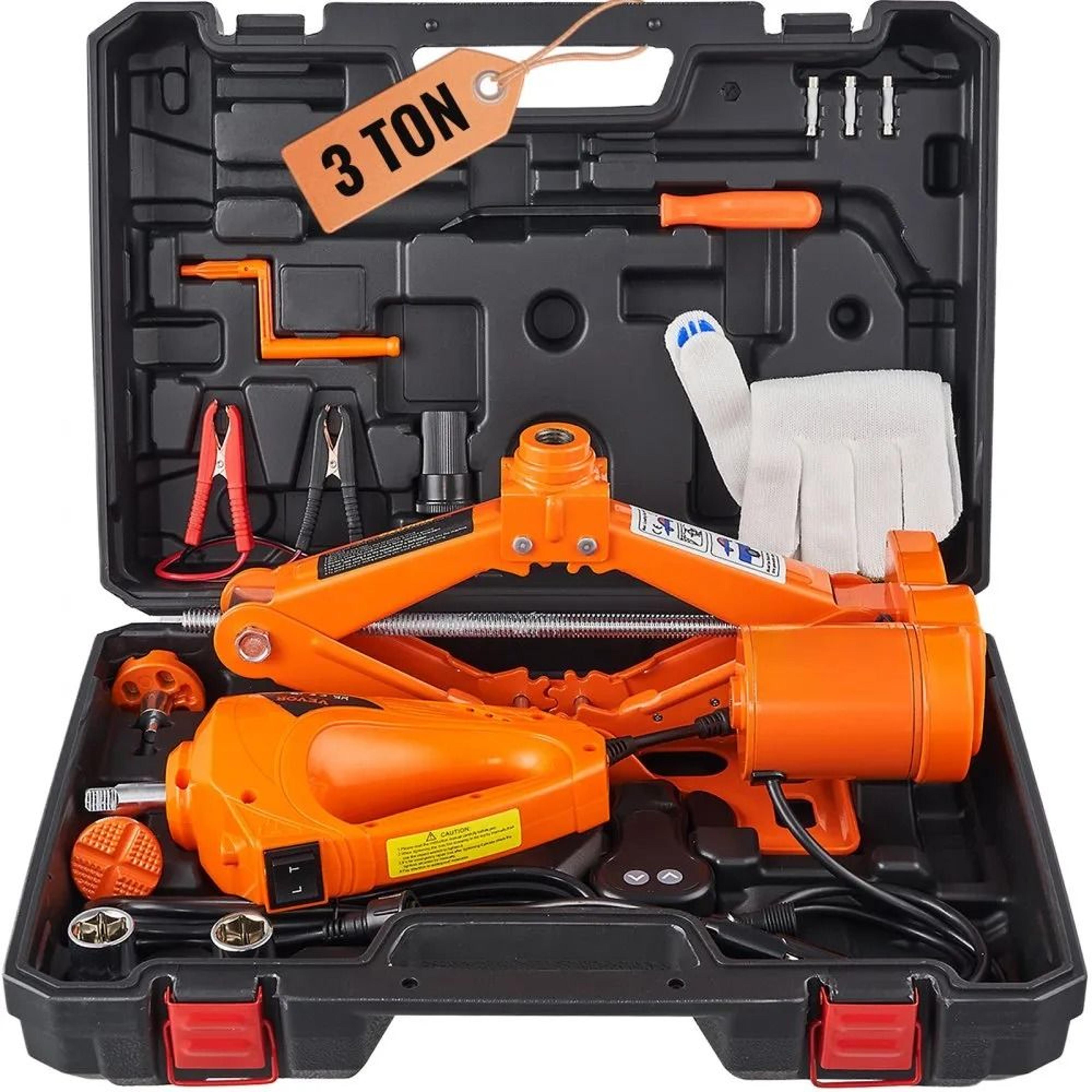 3 ton electric car jack kit with impact wrench & remote control for suvs, sedans & trucks