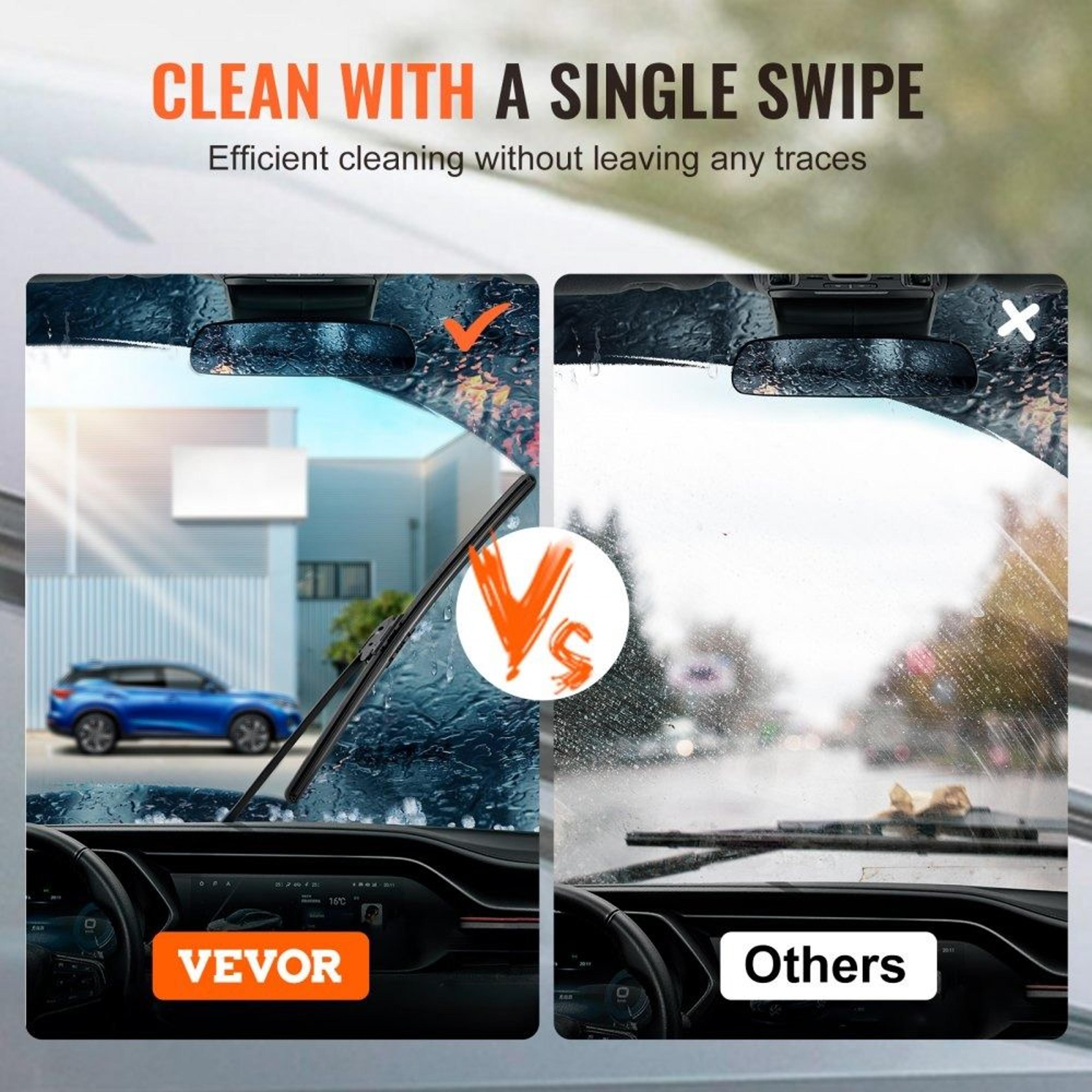 Universal Windshield Wiper Blades With Quiet Rubber Edge  Easy Fit Clips 6