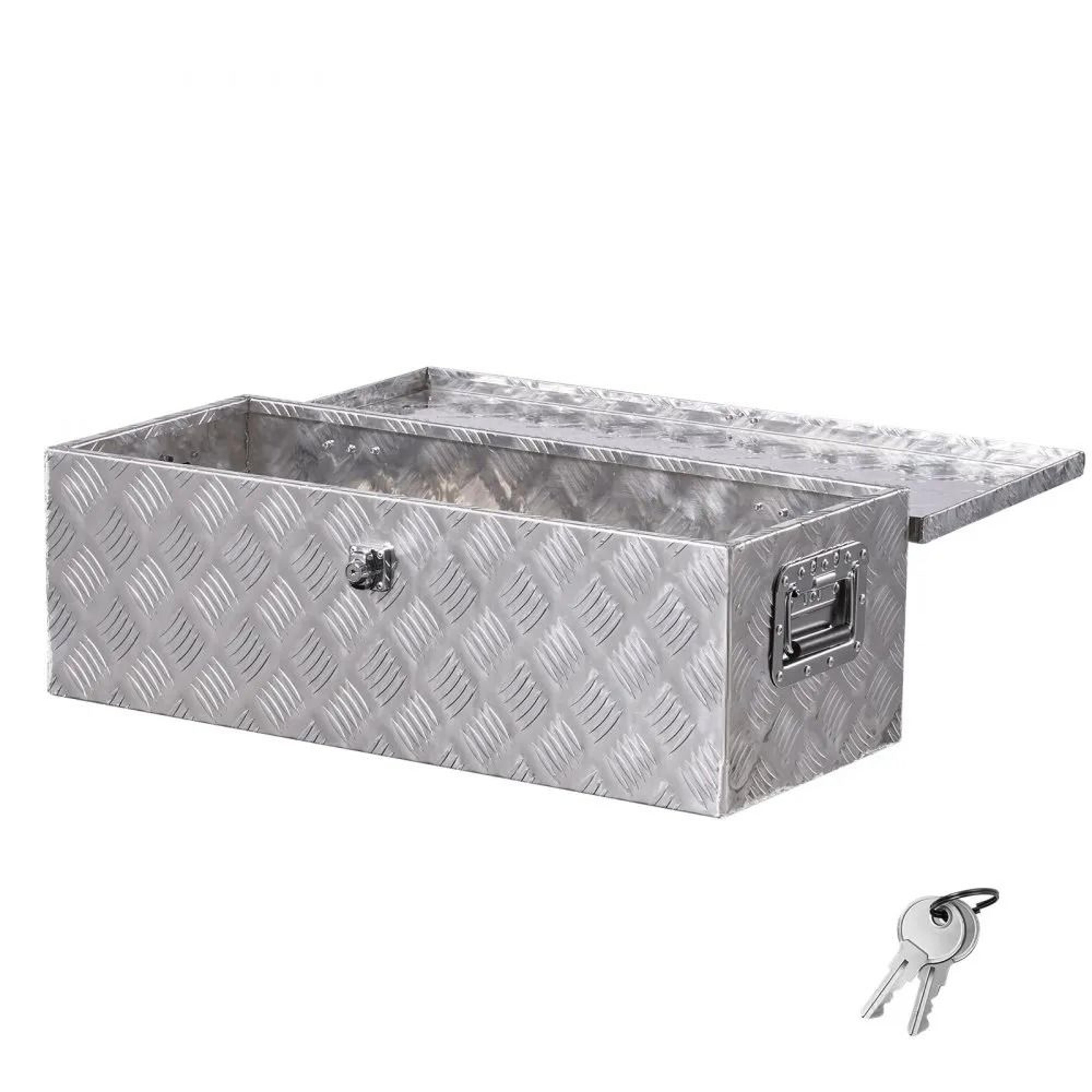 heavy duty aluminum truck tool box with lock for pickup truck bed, trailer & rv storage