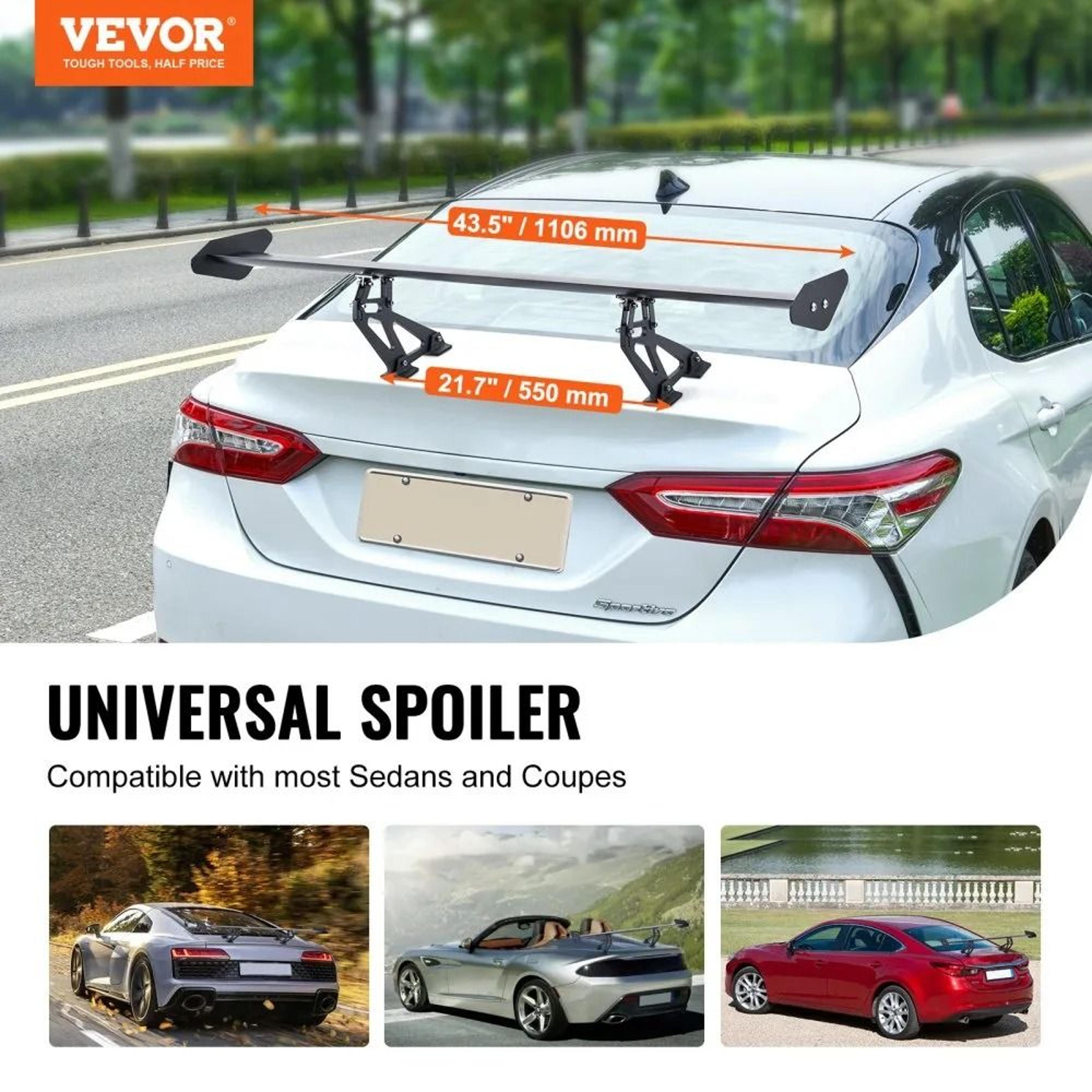 Universal GT Wing Car Spoiler 433 Inch Adjustable Aluminum Racing Rear Wing For JDM Drift Cars 2