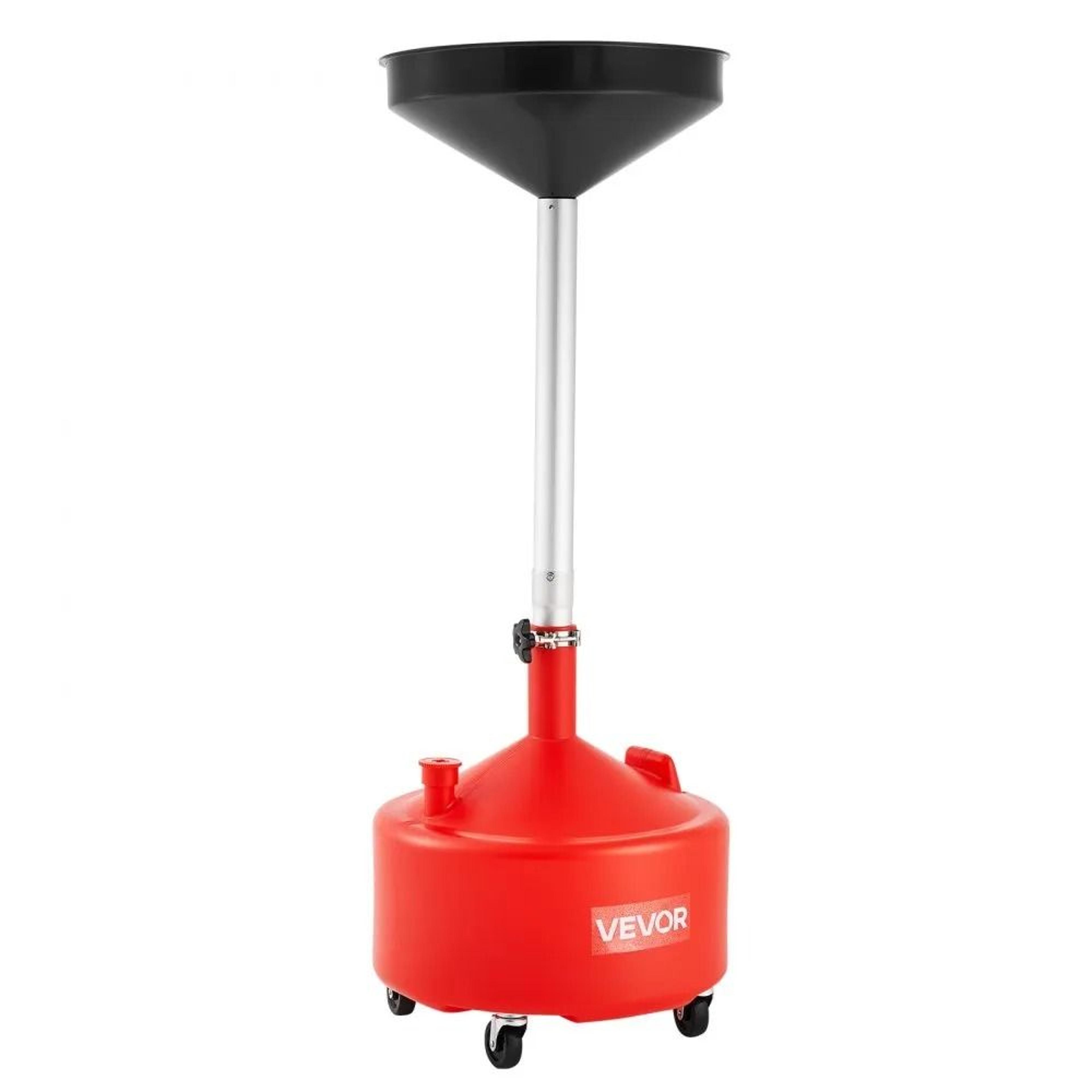 8 gallon waste oil drain tank with adjustable funnel & wheels for garage oil changes