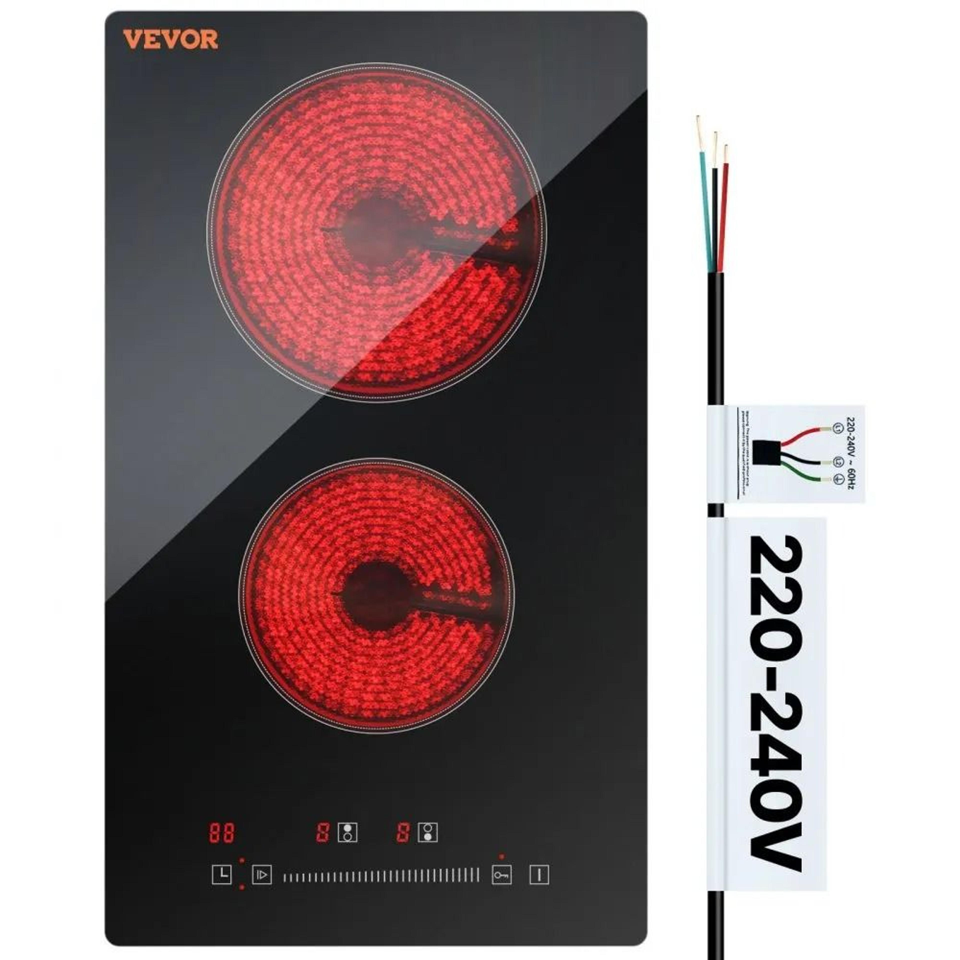premium built in electric cooktop with 2 burners ceramic glass