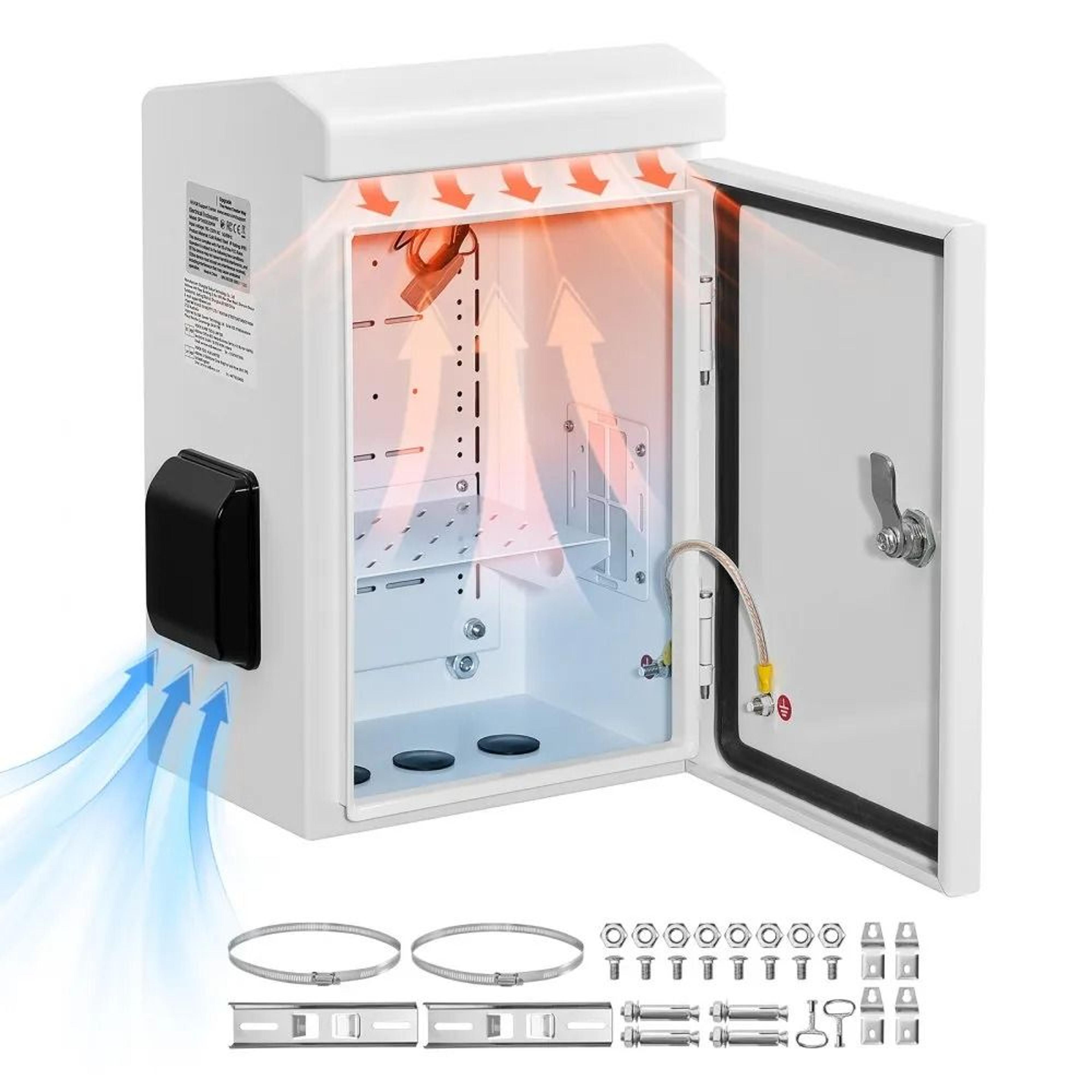 outdoor electrical box with thermostat & fan ip65 enclosure