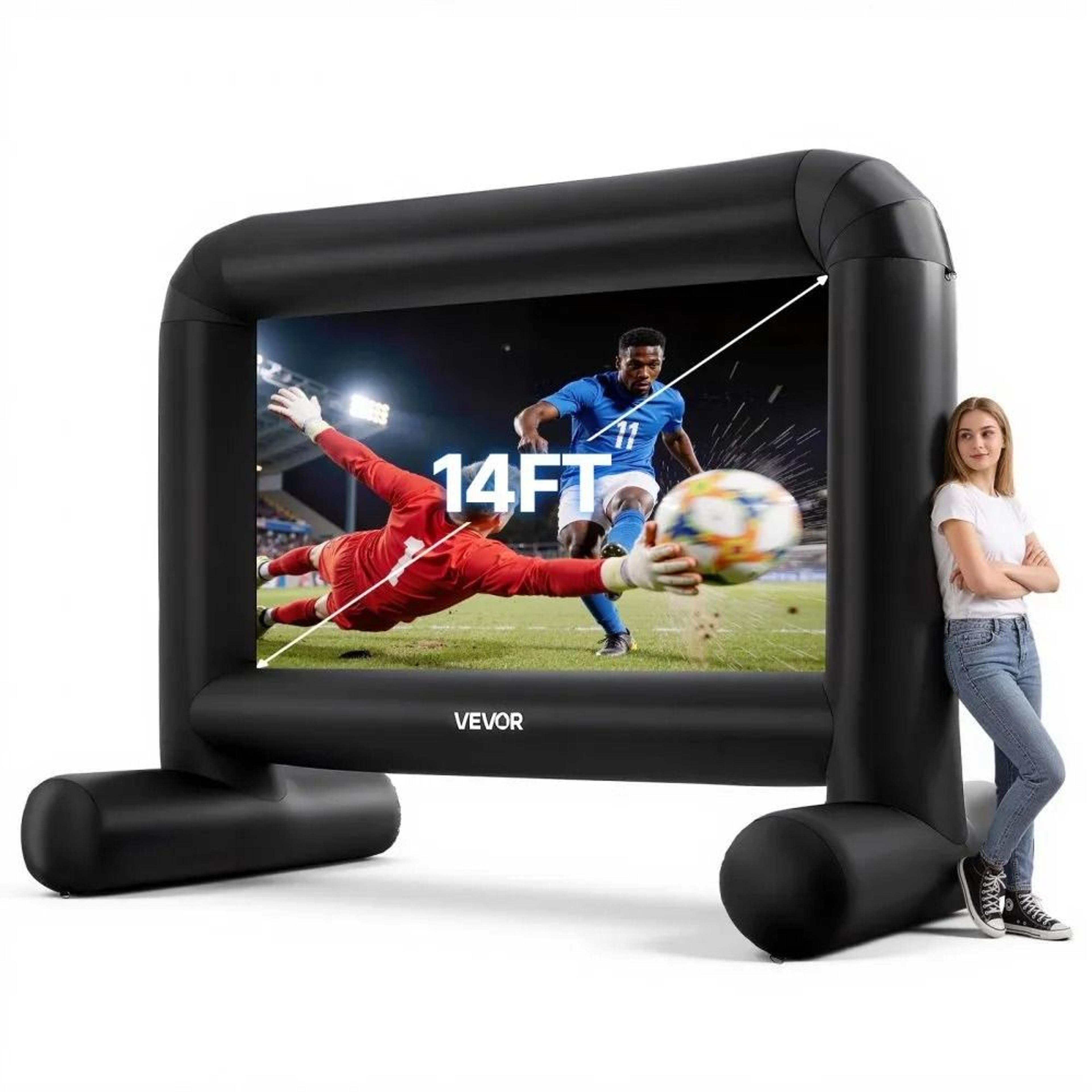 14ft inflatable movie screen for outdoor backyard movie nights & front rear projection