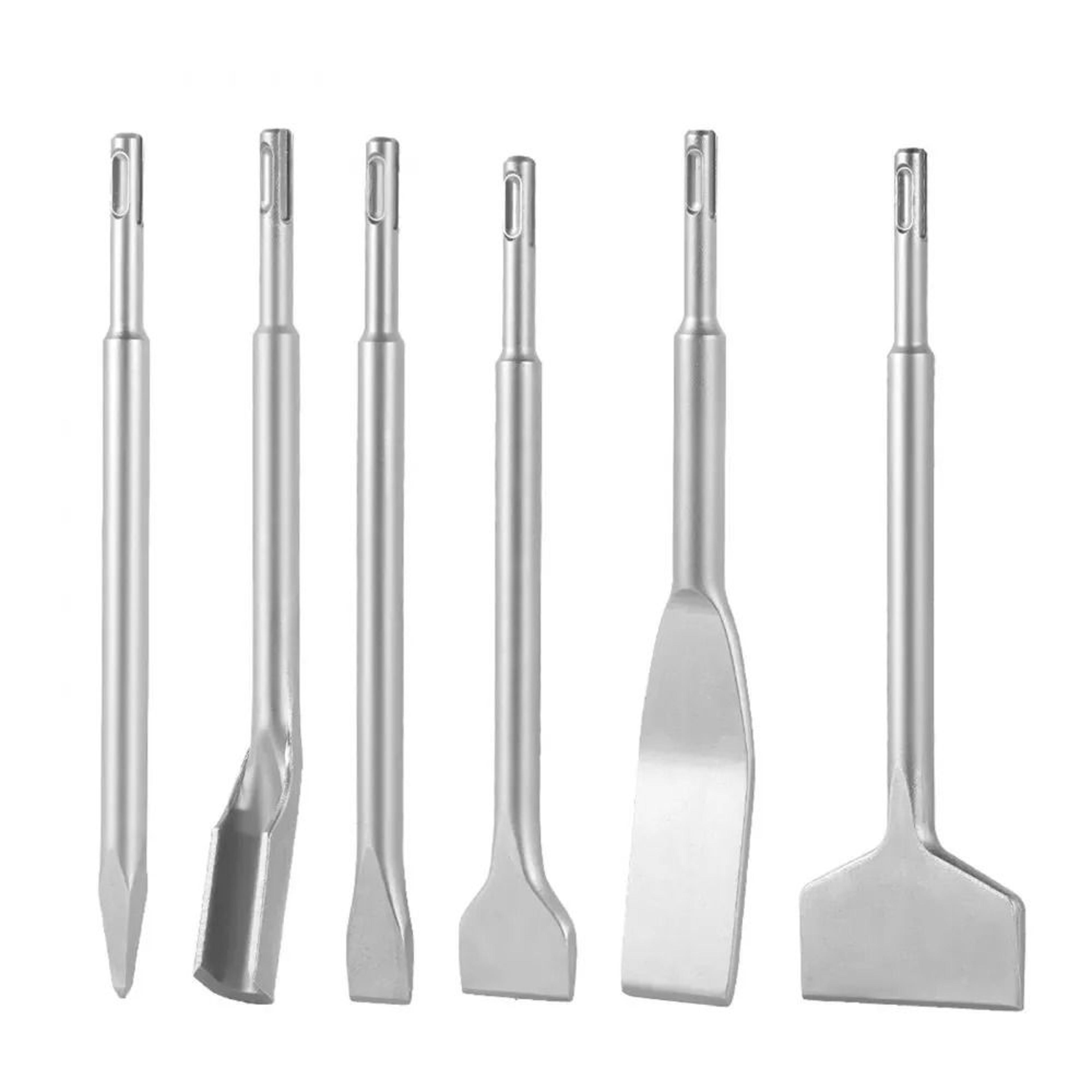 sds plus chisel set 6pc rotary hammer drill attachments for concrete & masonry demolition