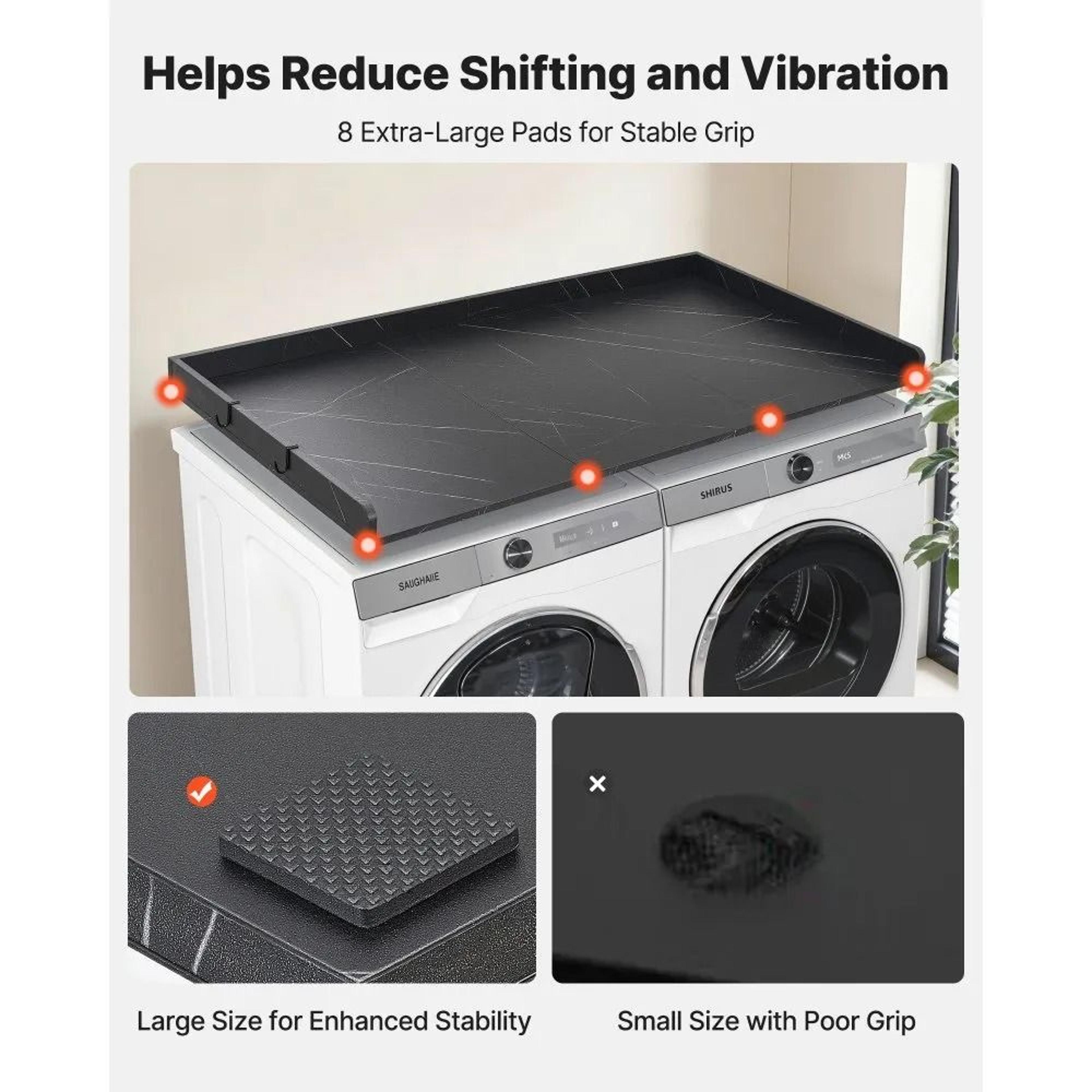Marble Washer Dryer Countertop With Hooks  Edge 54 Inch Laundry Organizer Topper 5