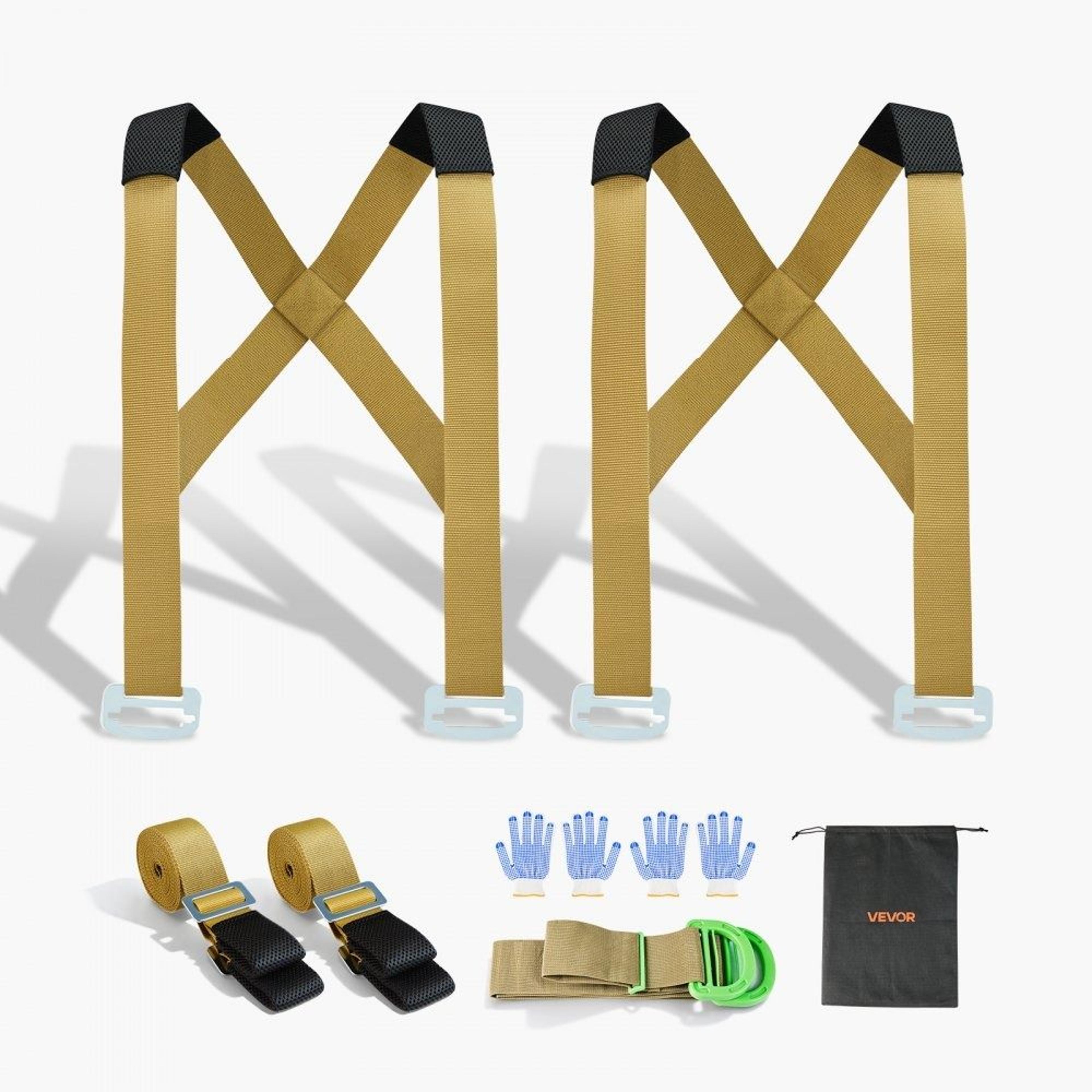 heavy duty moving straps system for furniture & appliance lifting