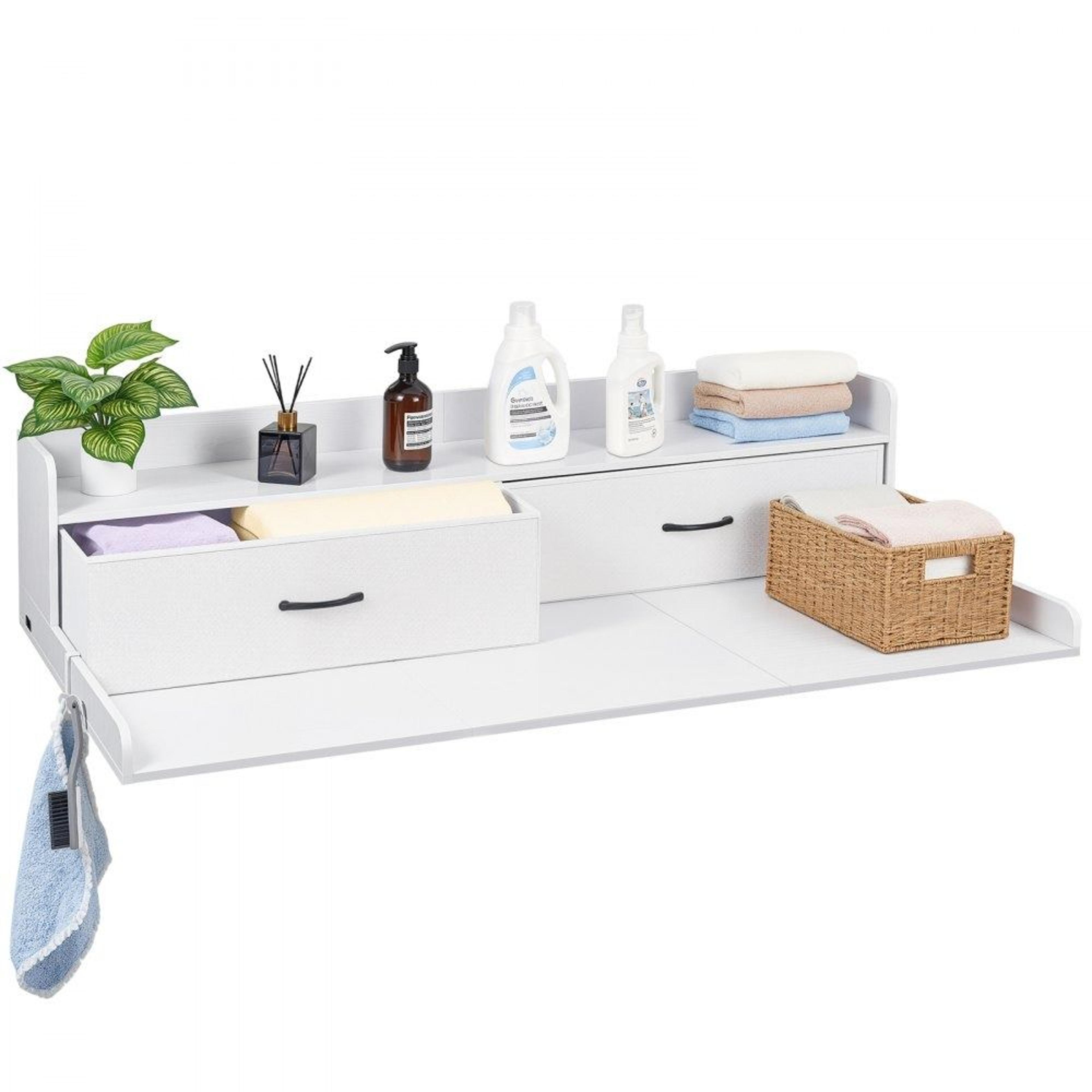 Laundry Countertop Organizer With Shelf  Drawers For Washer Dryer Storage 8