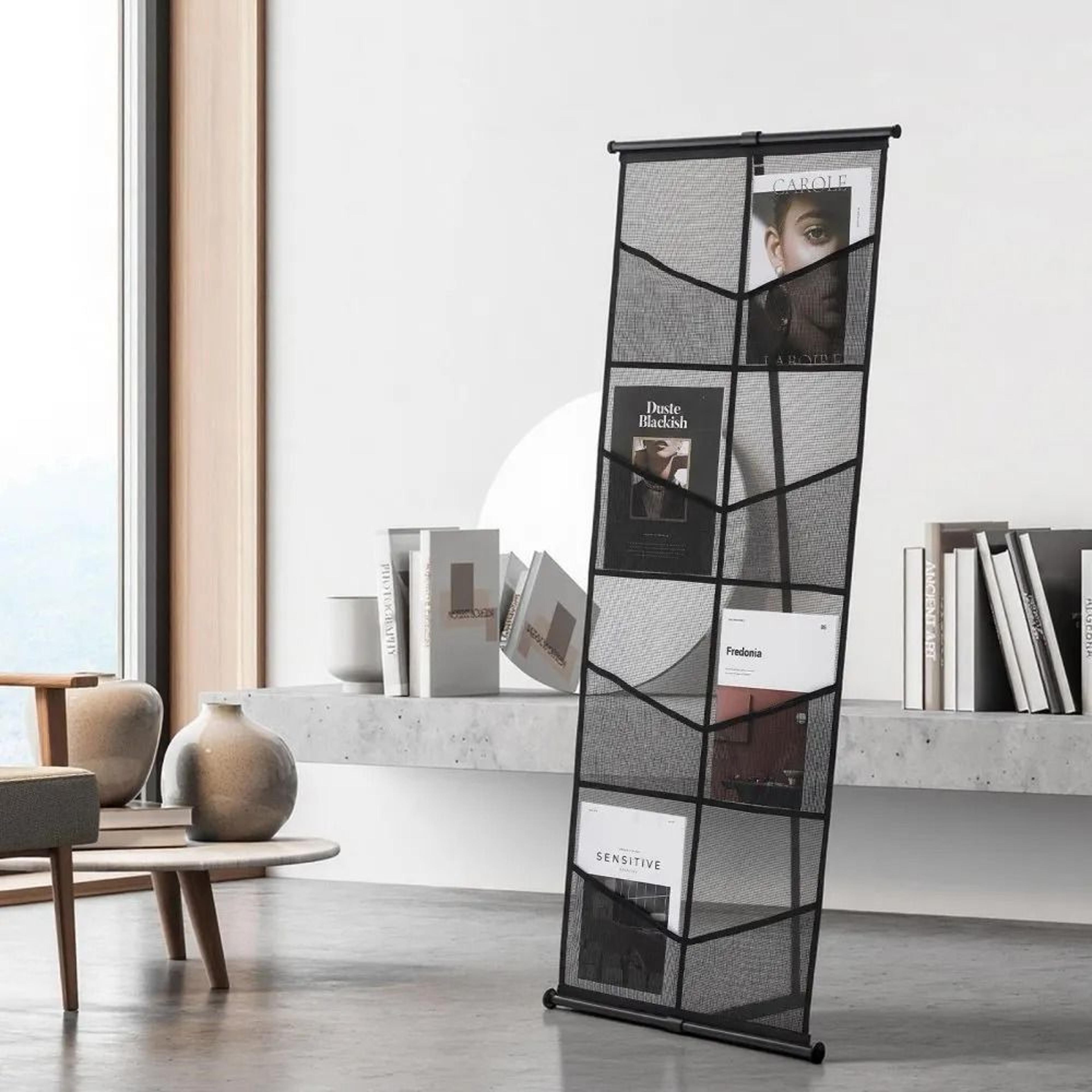 Brochure Display Stand 4Tier Portable Literature Display Rack With 8 Mesh Pockets 6