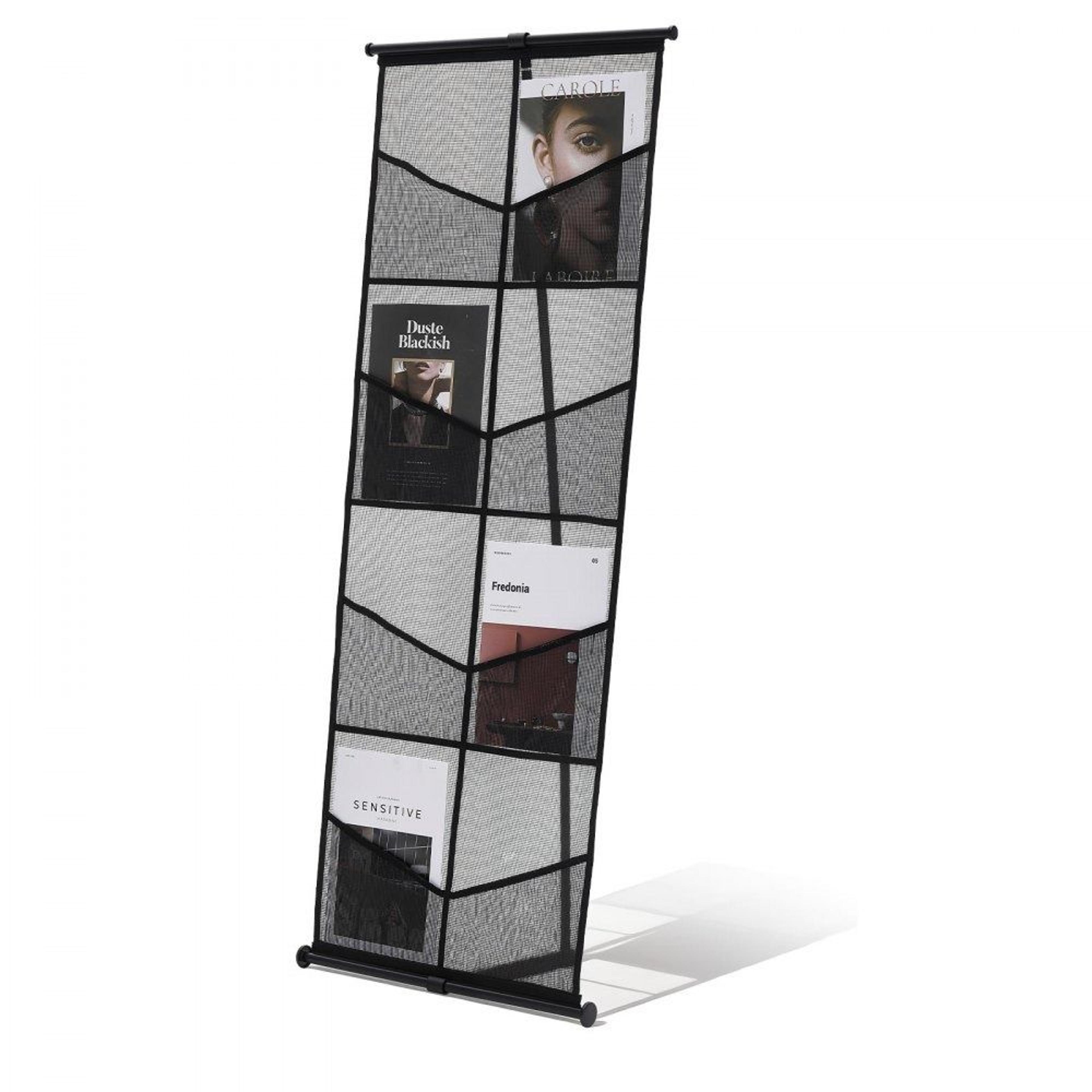brochure display stand 4-tier portable literature display rack with 8 mesh pockets