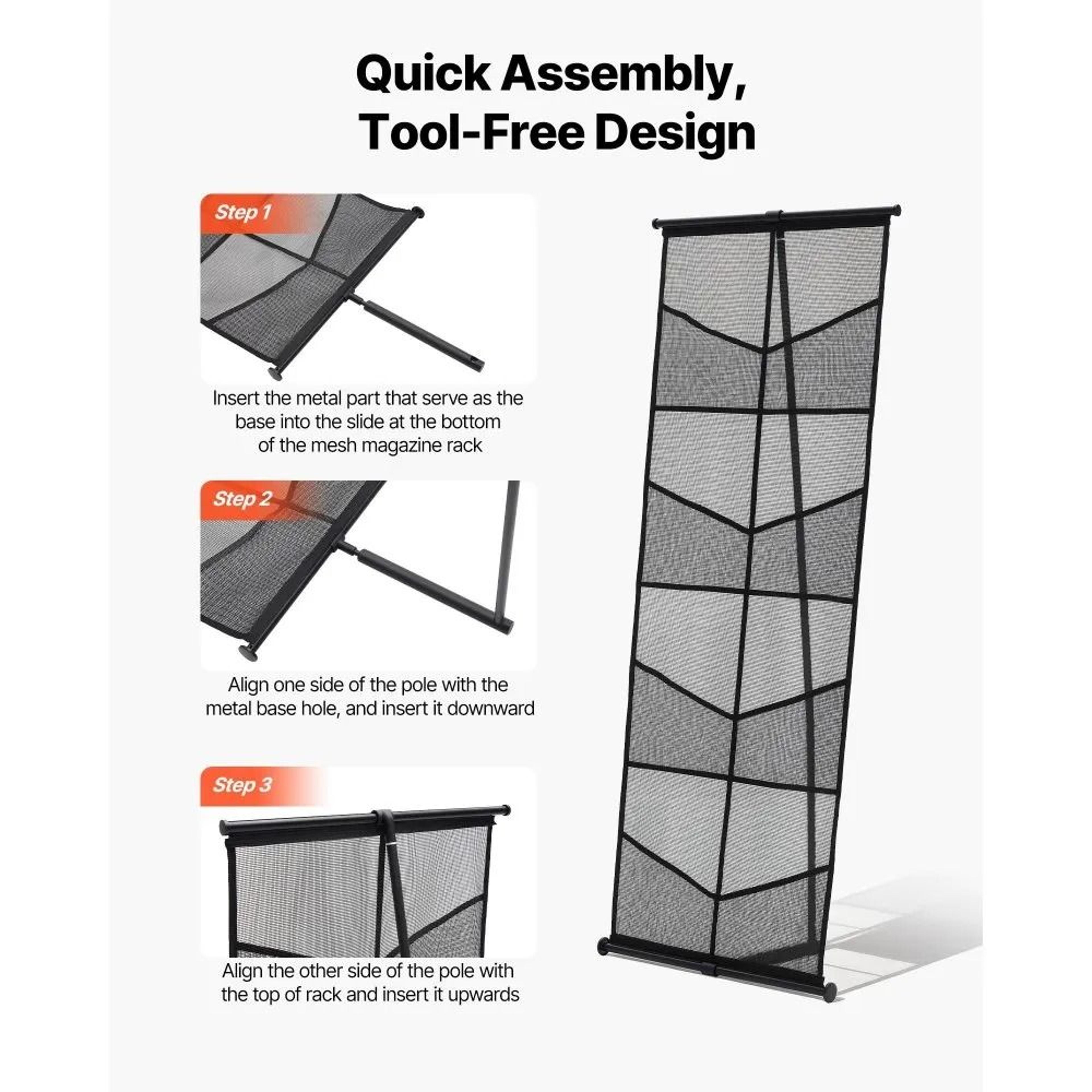 Brochure Display Stand 4Tier Portable Literature Display Rack With 8 Mesh Pockets 4