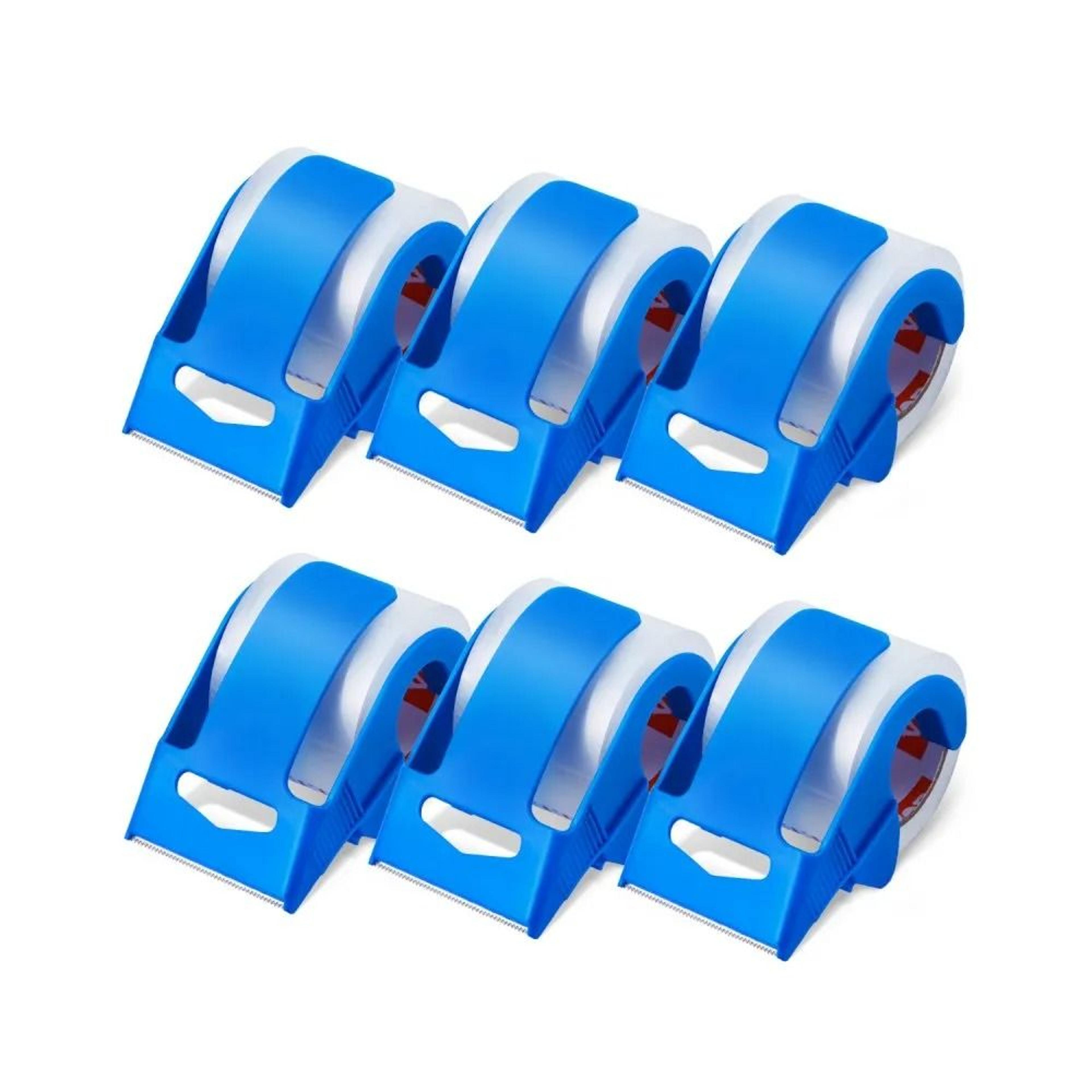 heavy duty clear packing tape with dispenser set, 6 rolls 25 yards for shipping & moving