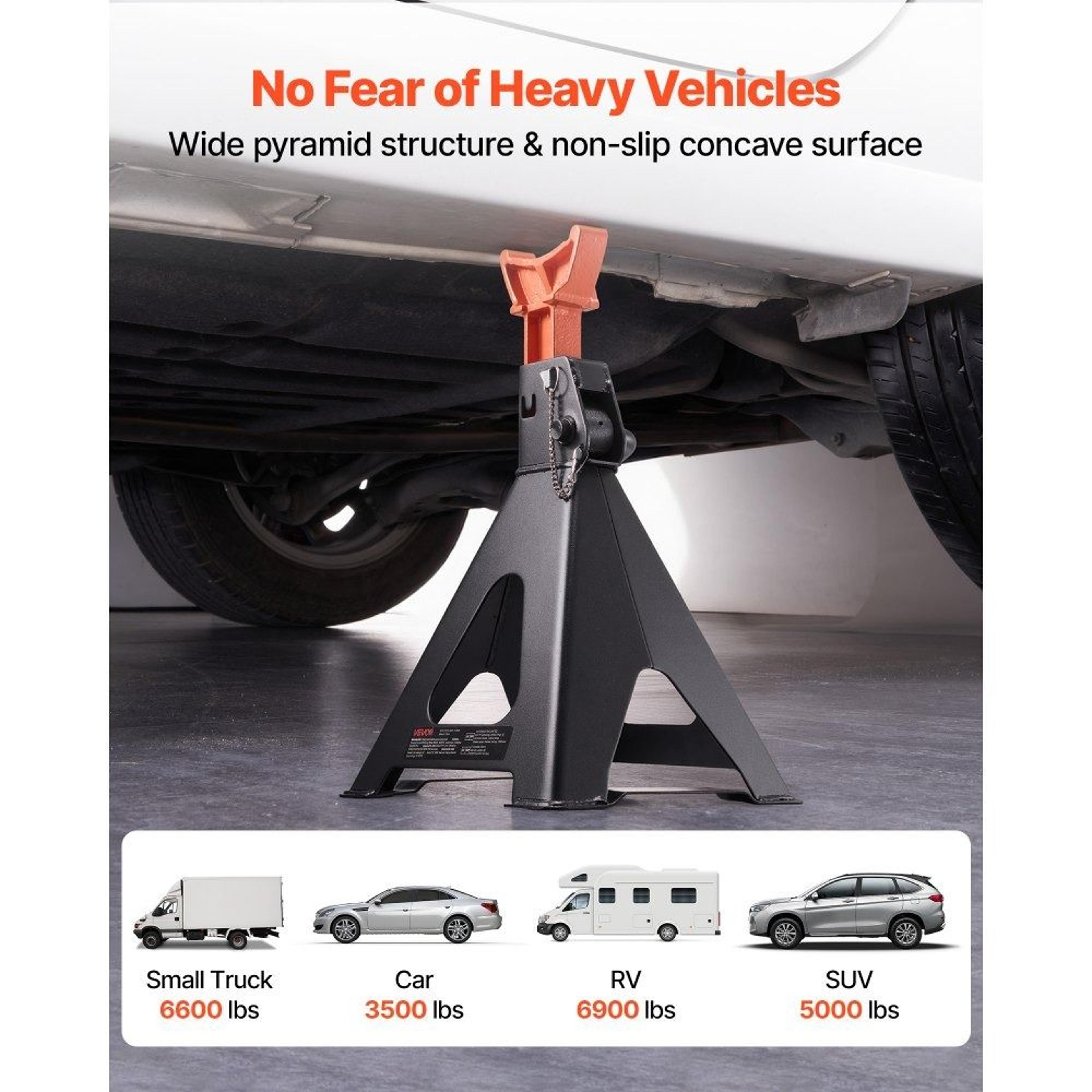 6 Ton Heavy Duty Jack Stands With Double Locking For Trucks SUVs  RVs 4