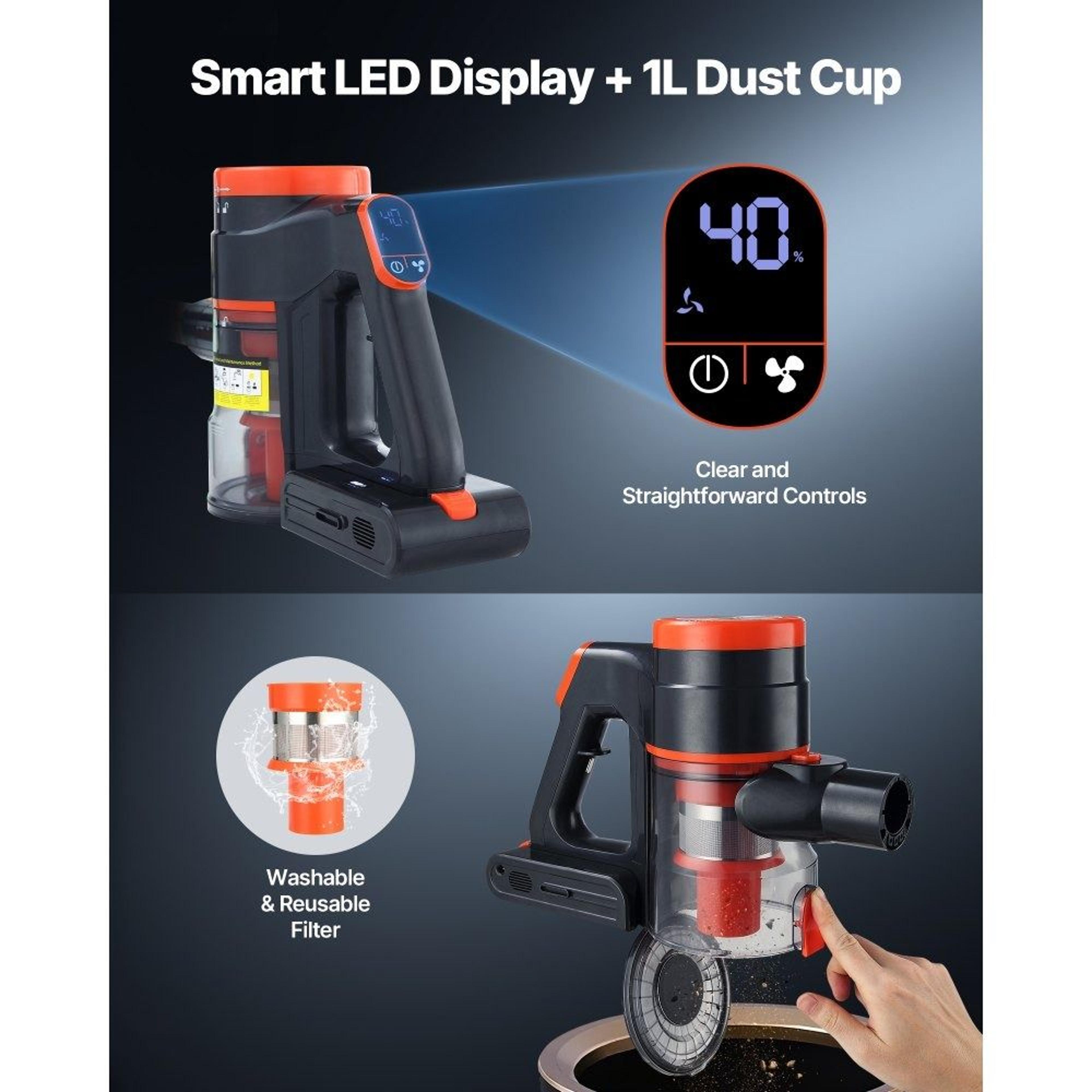 Cordless Vacuum Cleaner 40KPA Suction AntiTangle Stick Vacuum For Pet Hair  Hard Floors 4