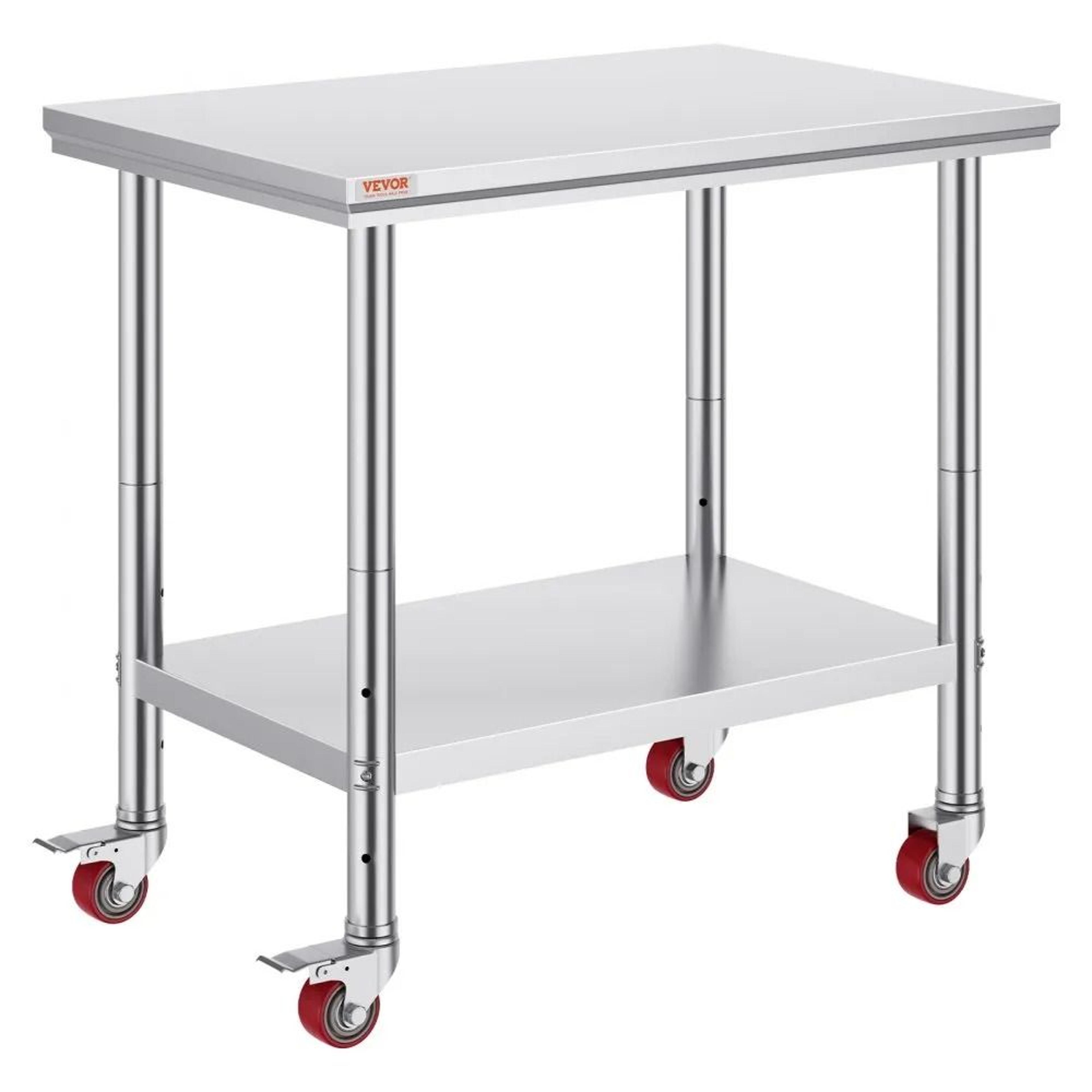 Heavy Duty Commercial Stainless Steel Work Table With Wheels And Adjustable Height 7