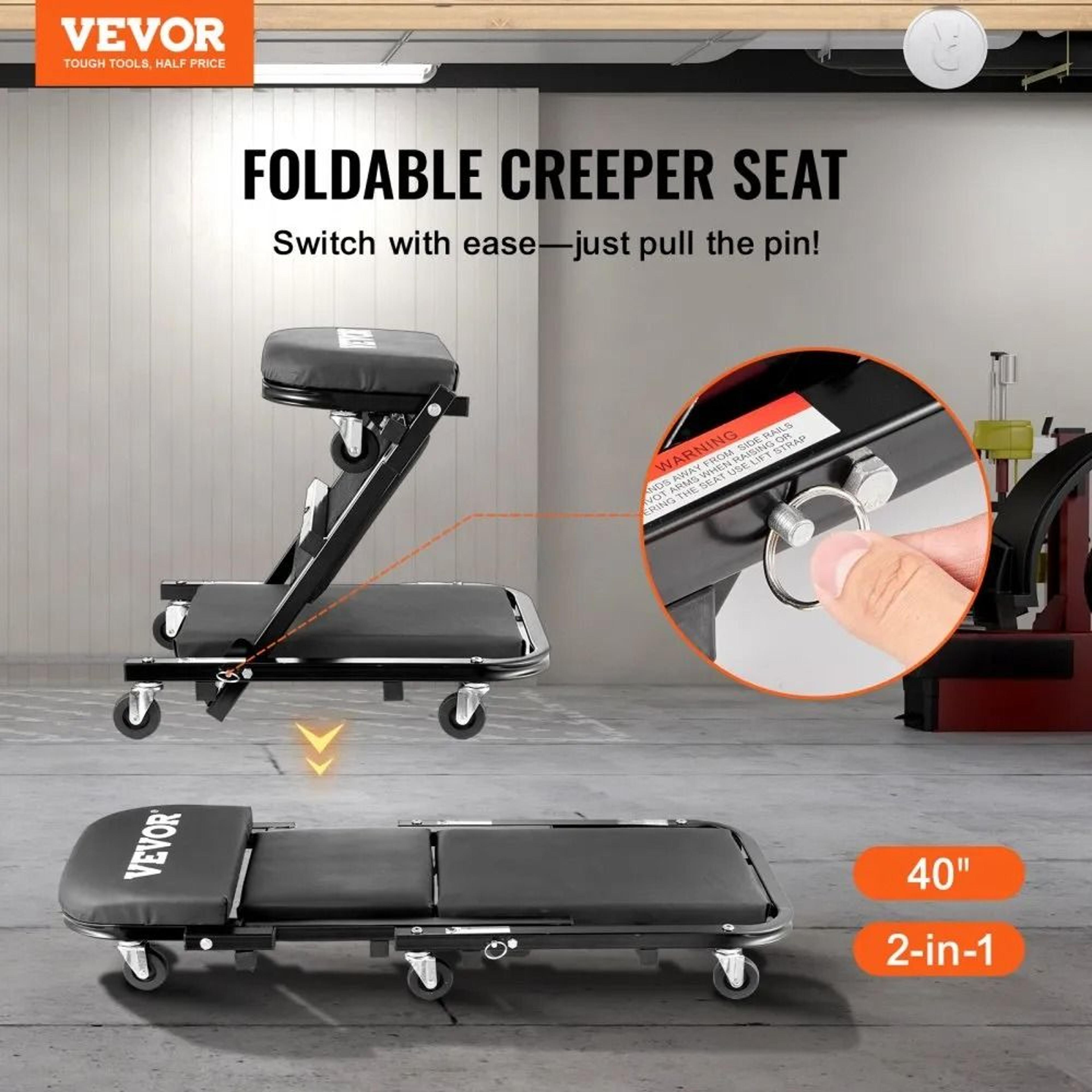 Premium Foldable Z Garage Creeper Seat Heavy Duty Mechanic Creeper Stool 1